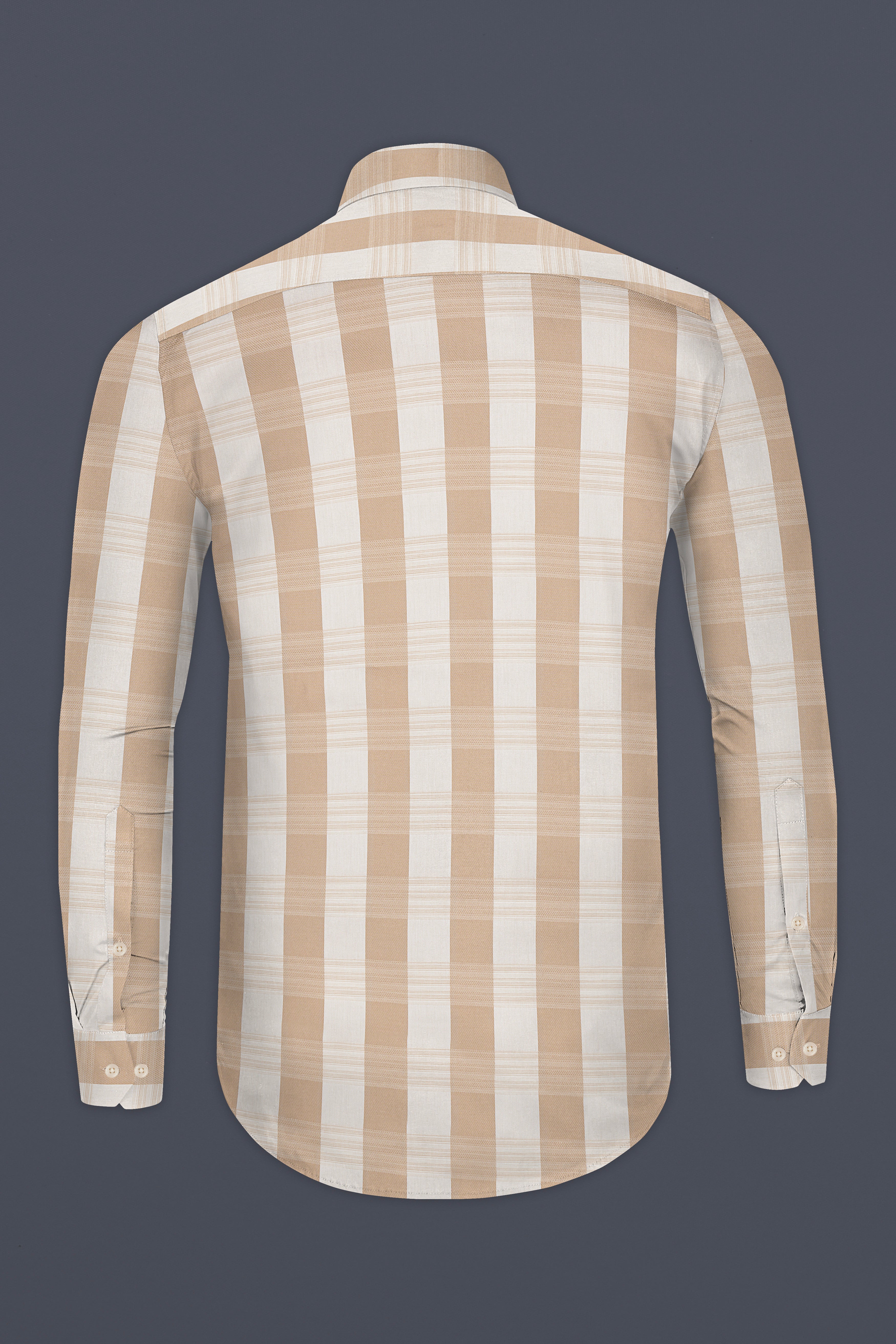 Cameo Brown with Vista White Plaid Jacquard Textured Premium Cotton Shirt