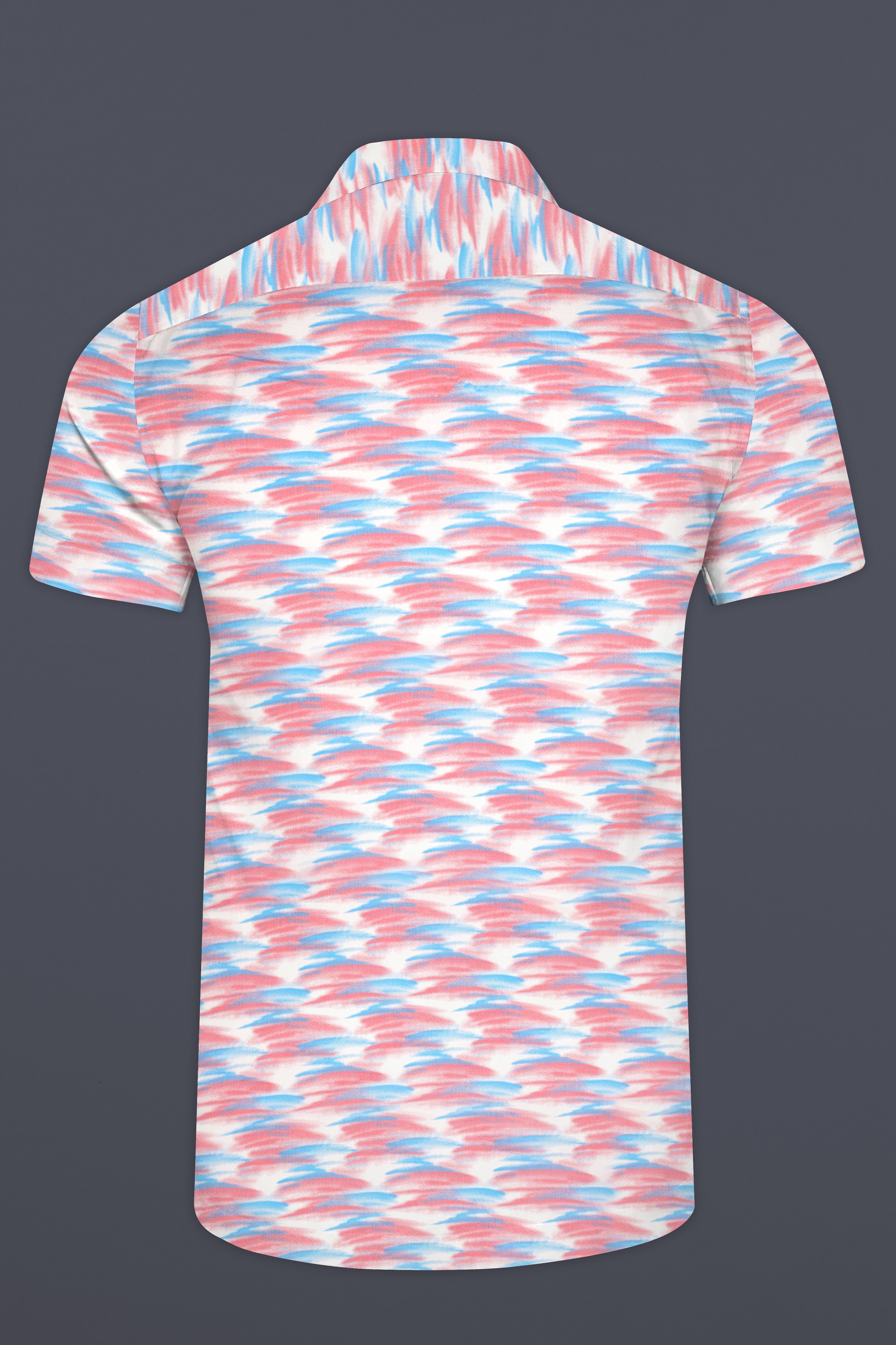 Thulian Pink and Hippie Blue with white abstract Printed Super Soft Premium Cotton Shirt