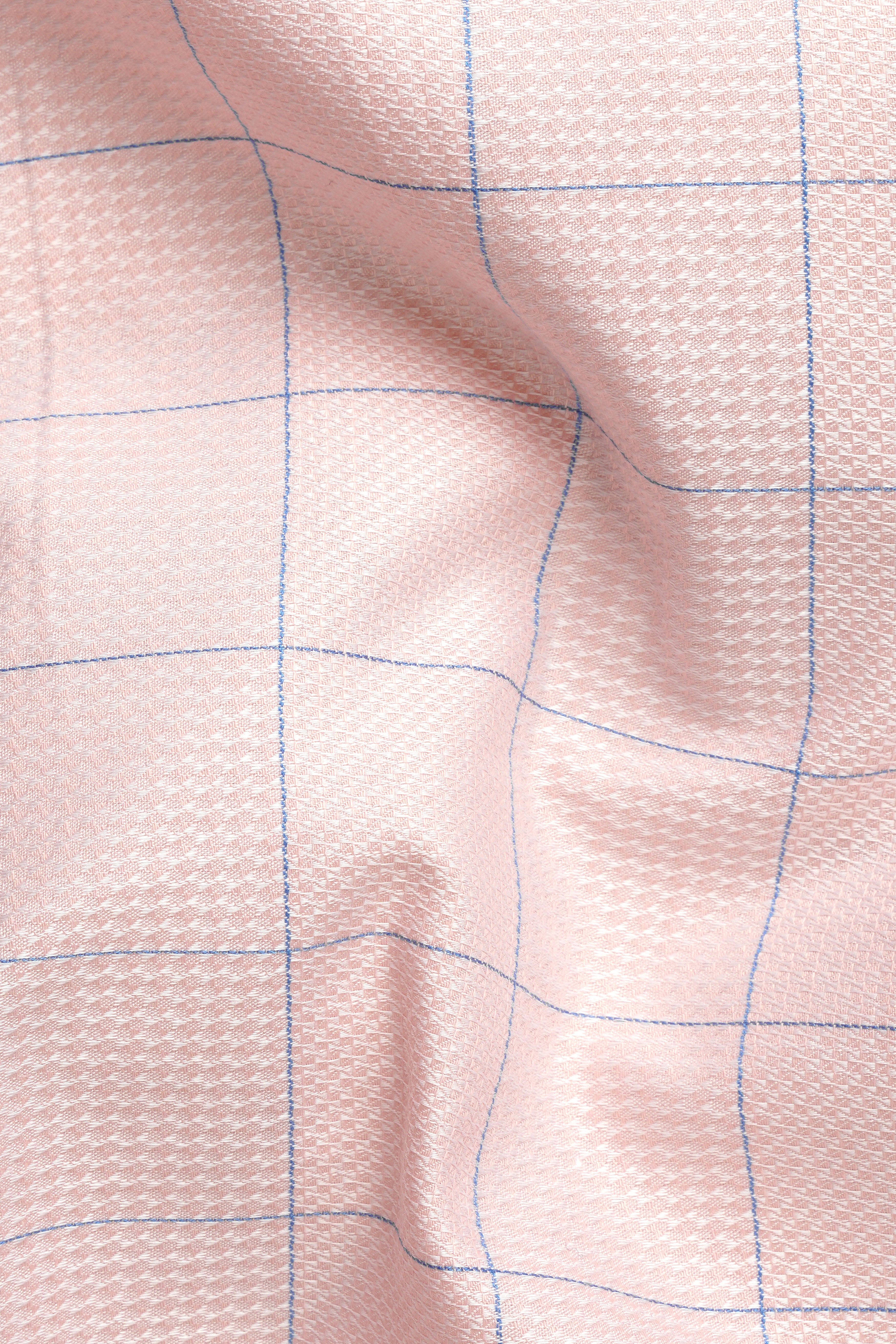 Oyster Pink Windowpane Dobby Textured Premium Cotton Shirt