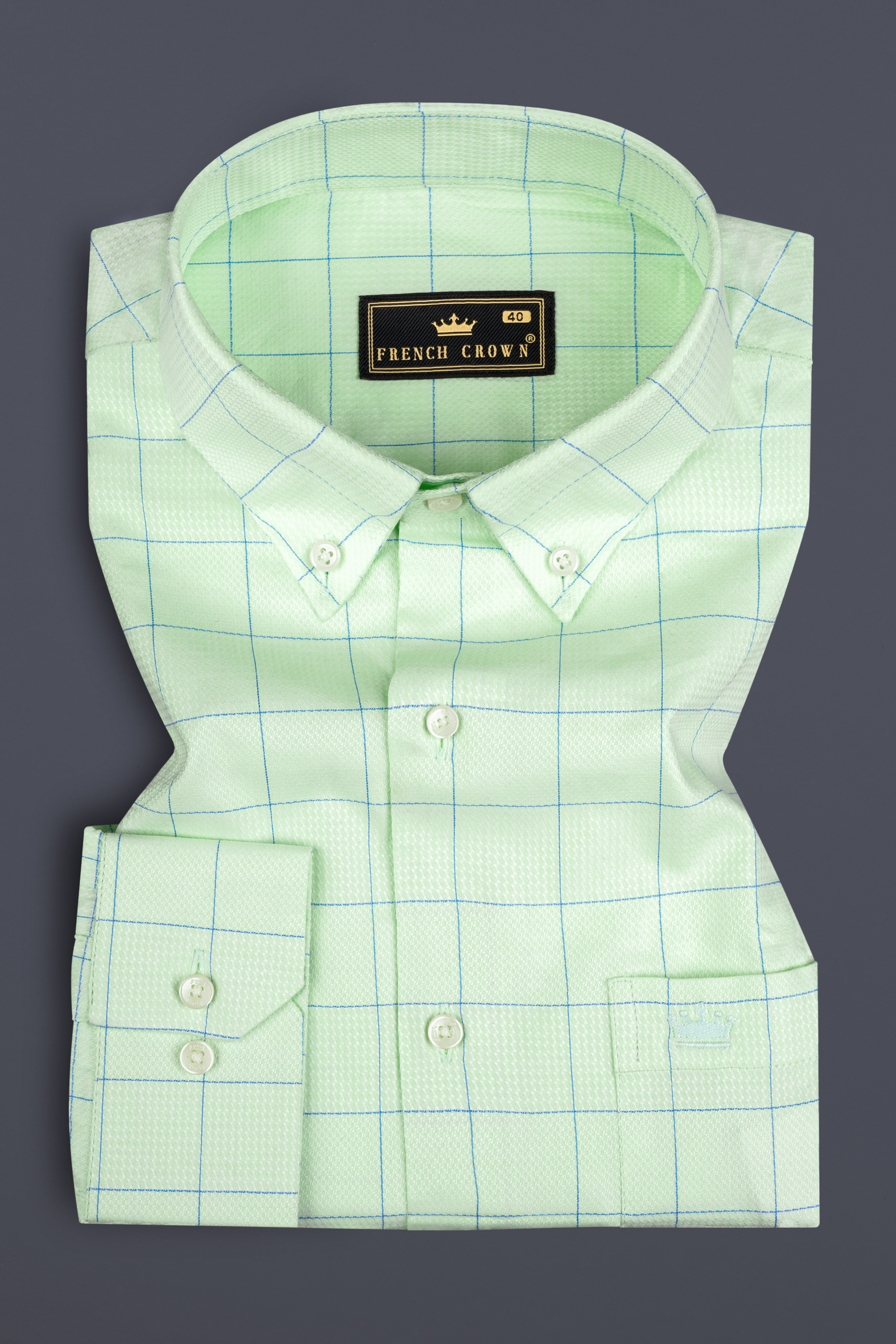 Beryl Green Formal Checks-Plaid Premium Cotton Button Down Shirt