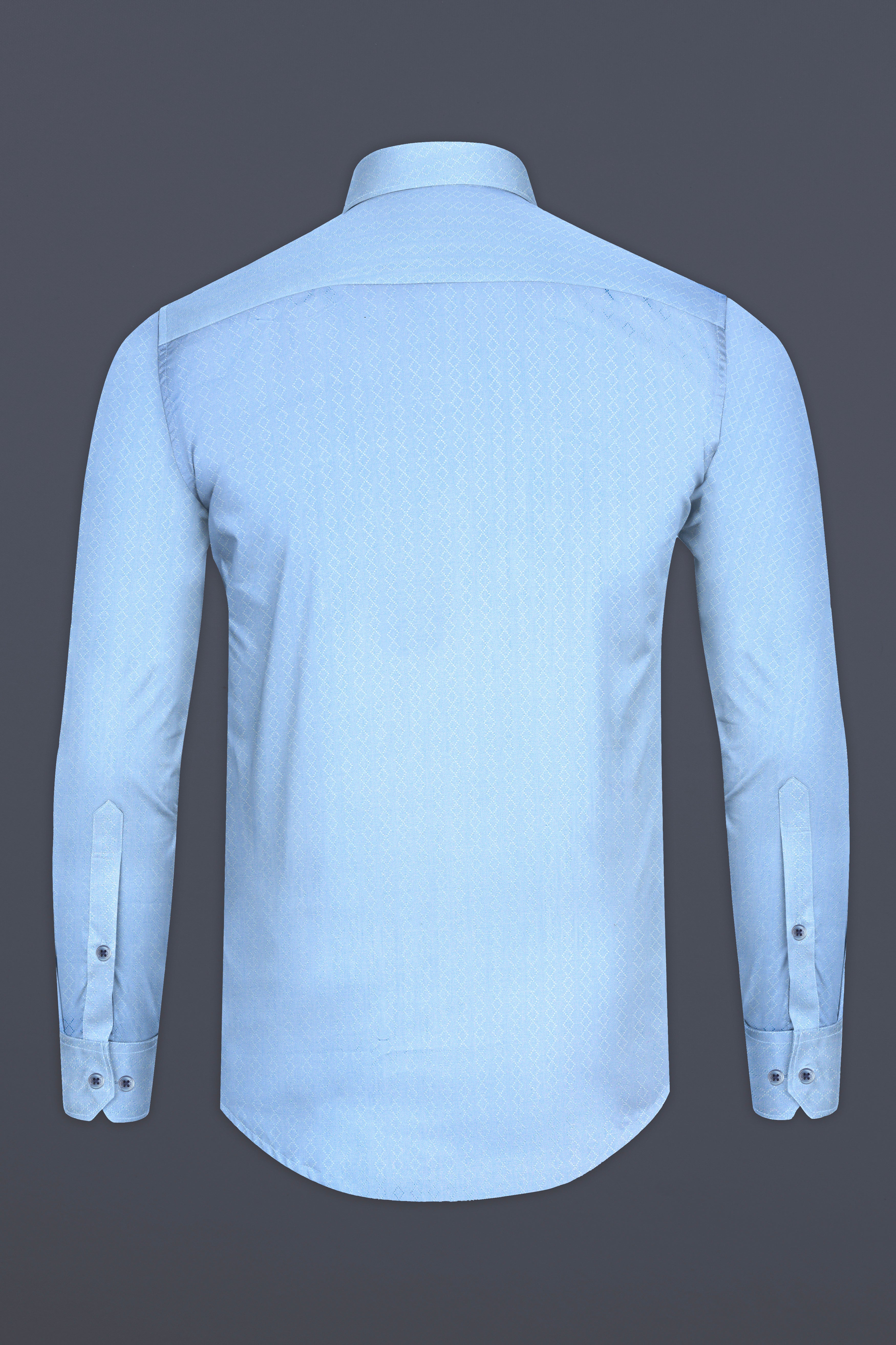 Cerulean Blue Jacquard Textured Premium Cotton Shirt