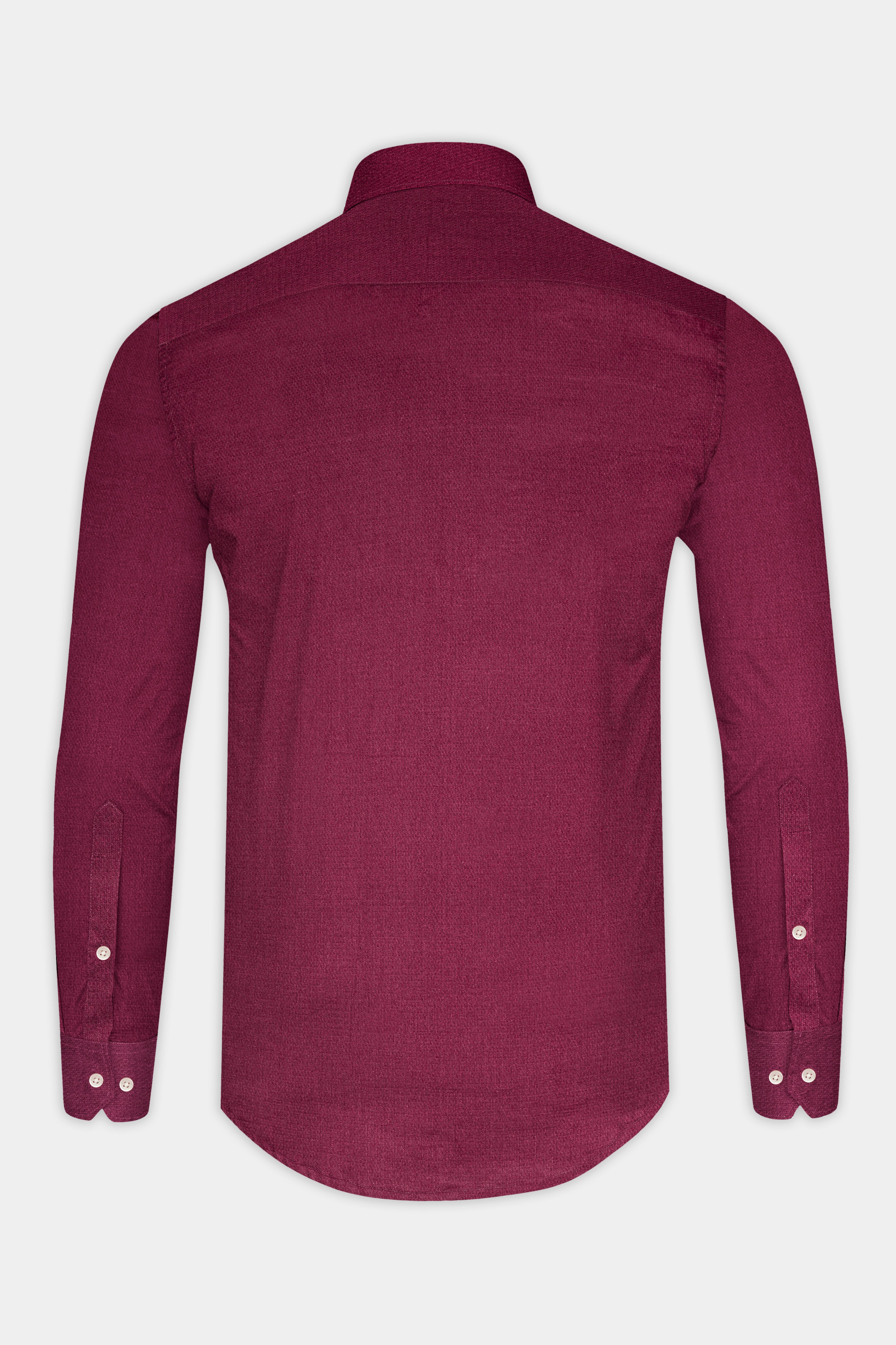 Wine Red Dobby Textured Premium Cotton Shirt