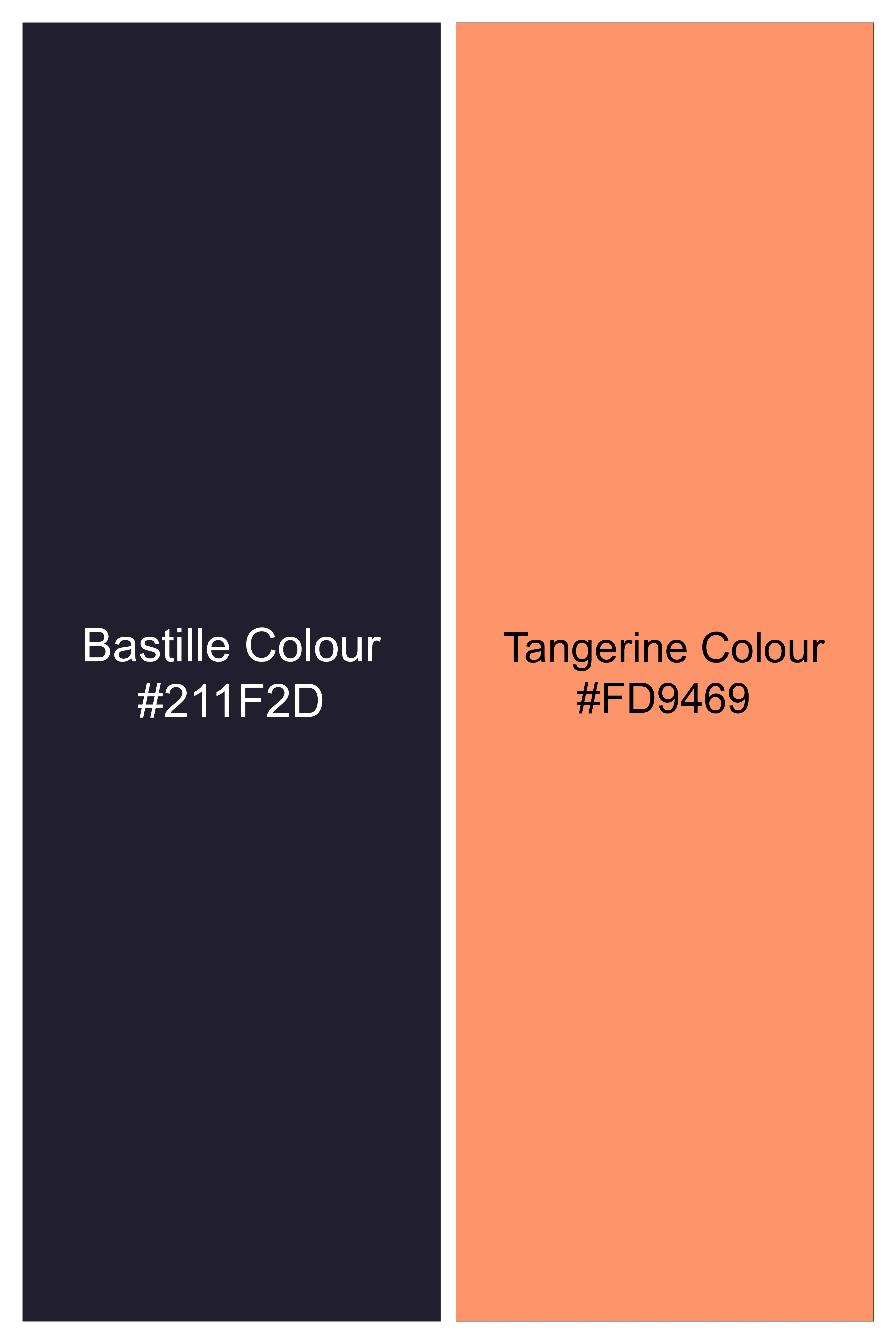 Bastille Blue With Tangerine Orange Digital Printed Super Soft Premium Cotton Shirt