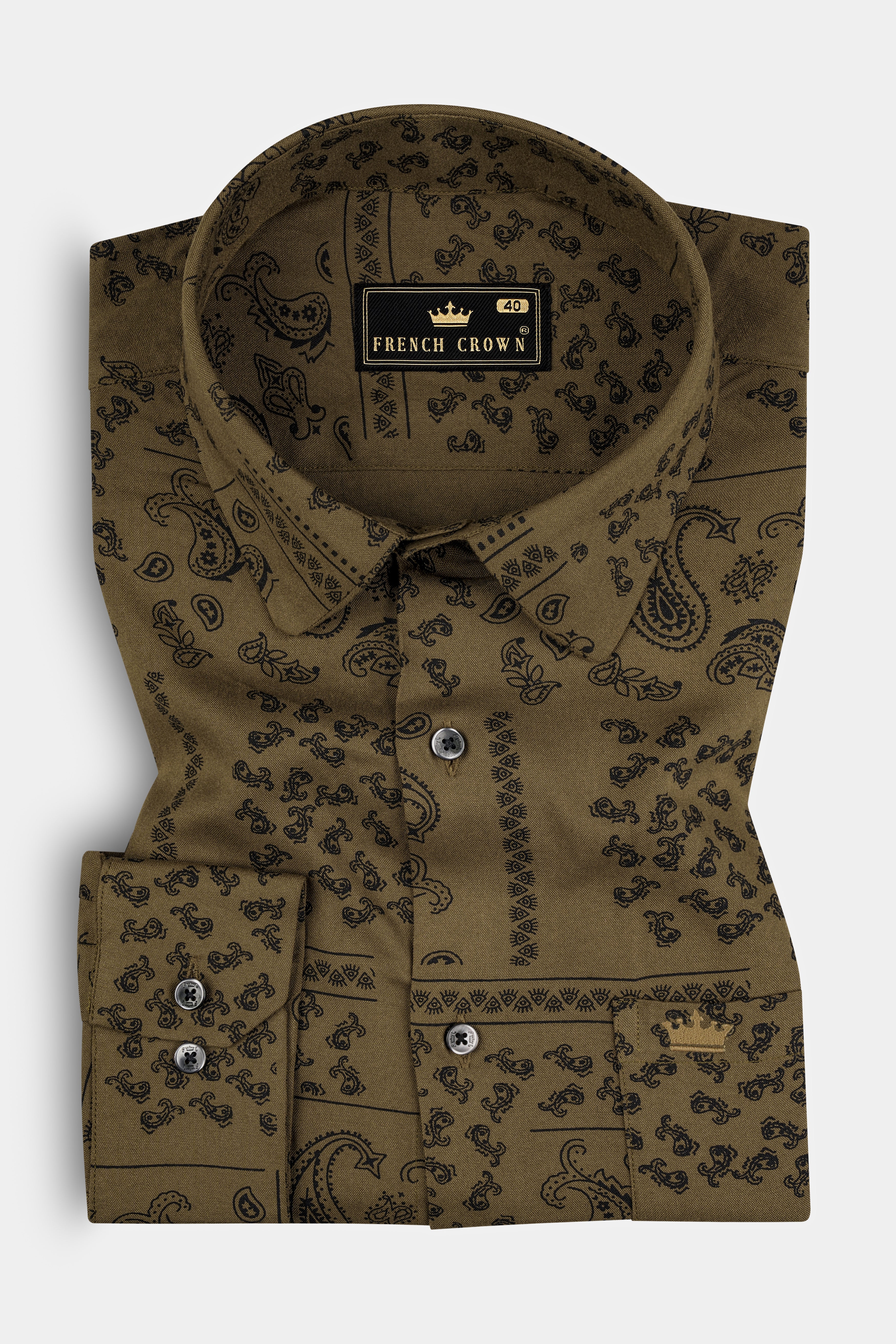 Finch Brown Printed Soft Tencel Shirt