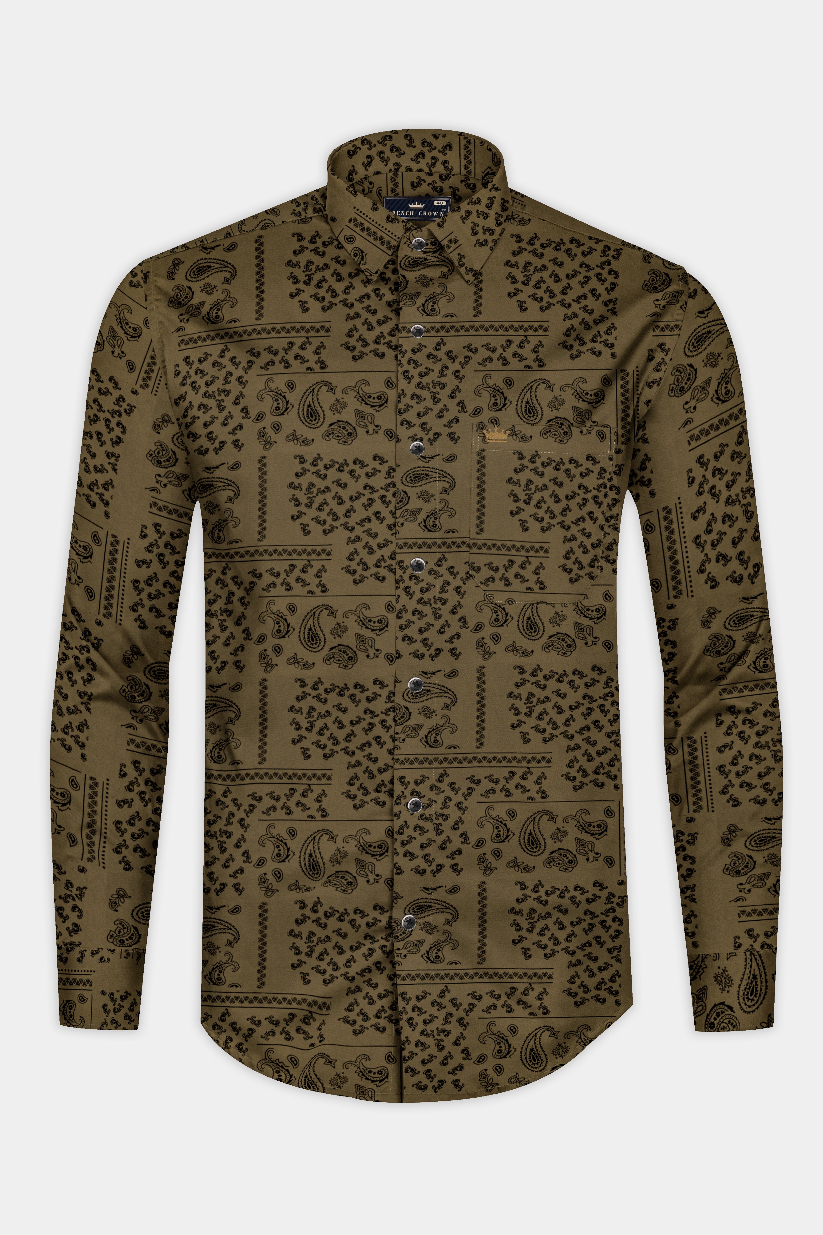 Finch Brown Printed Soft Tencel Shirt