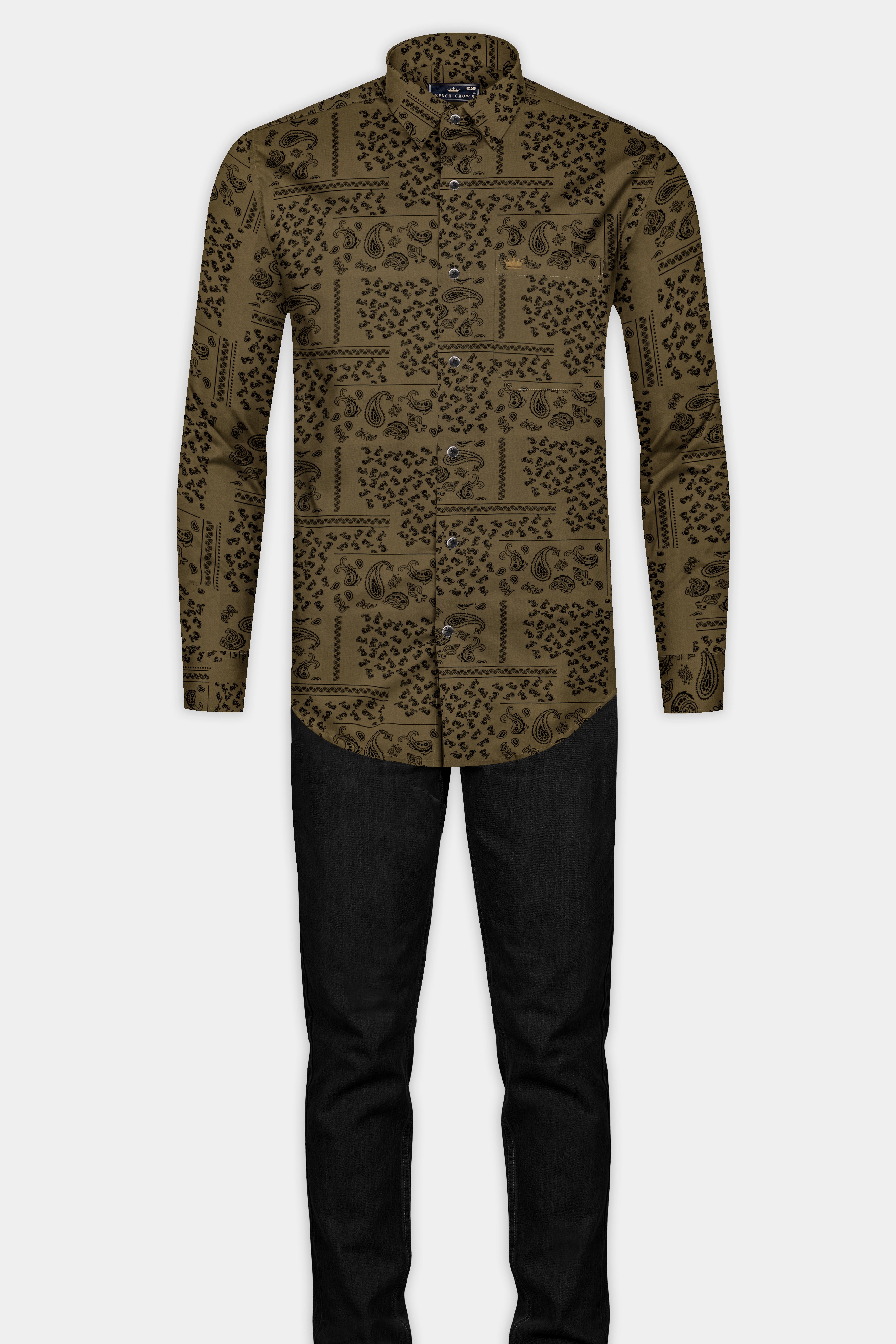 Finch Brown Printed Soft Tencel Shirt