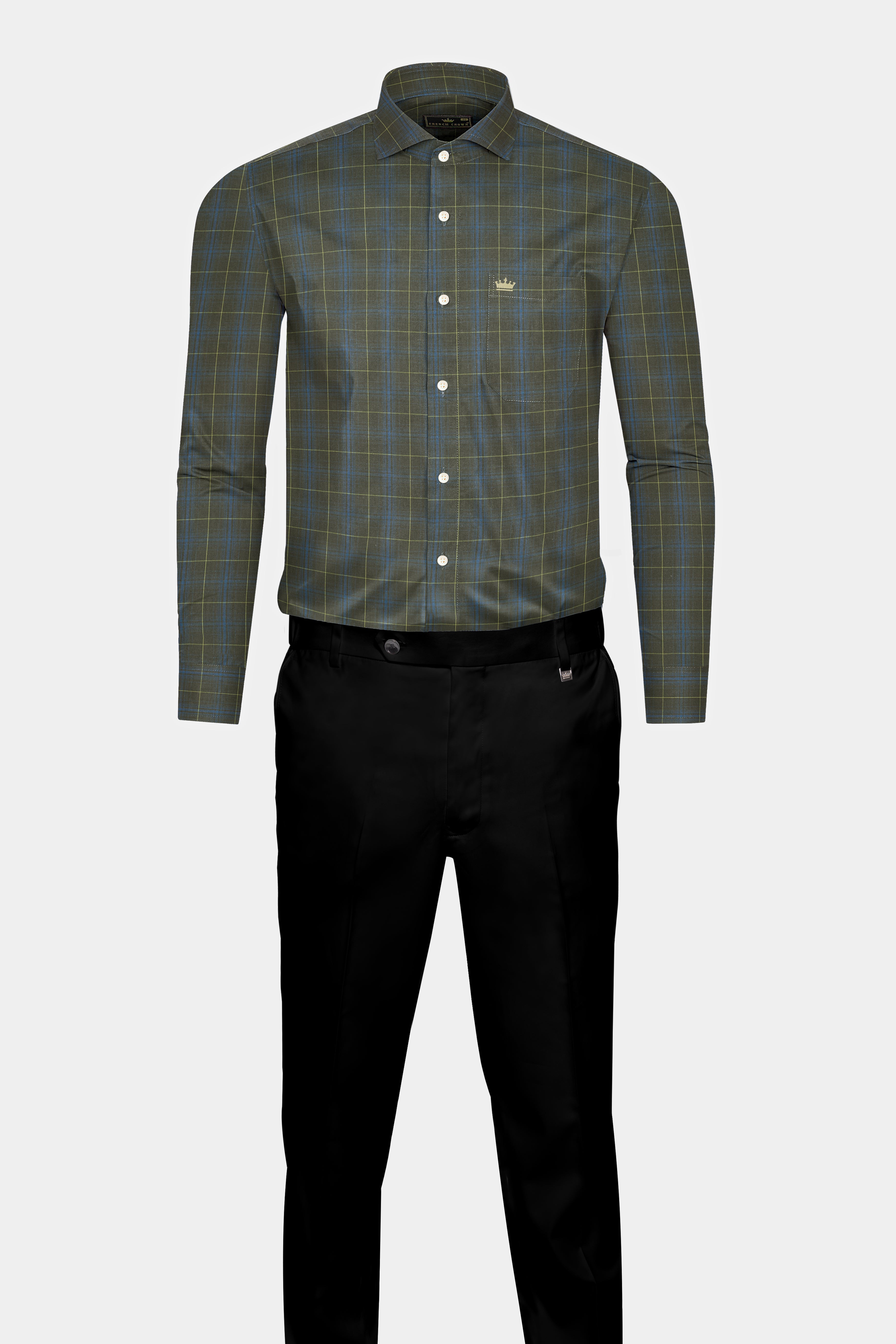 Carbon Gray Checkered Poplin Giza Cotton Shirt