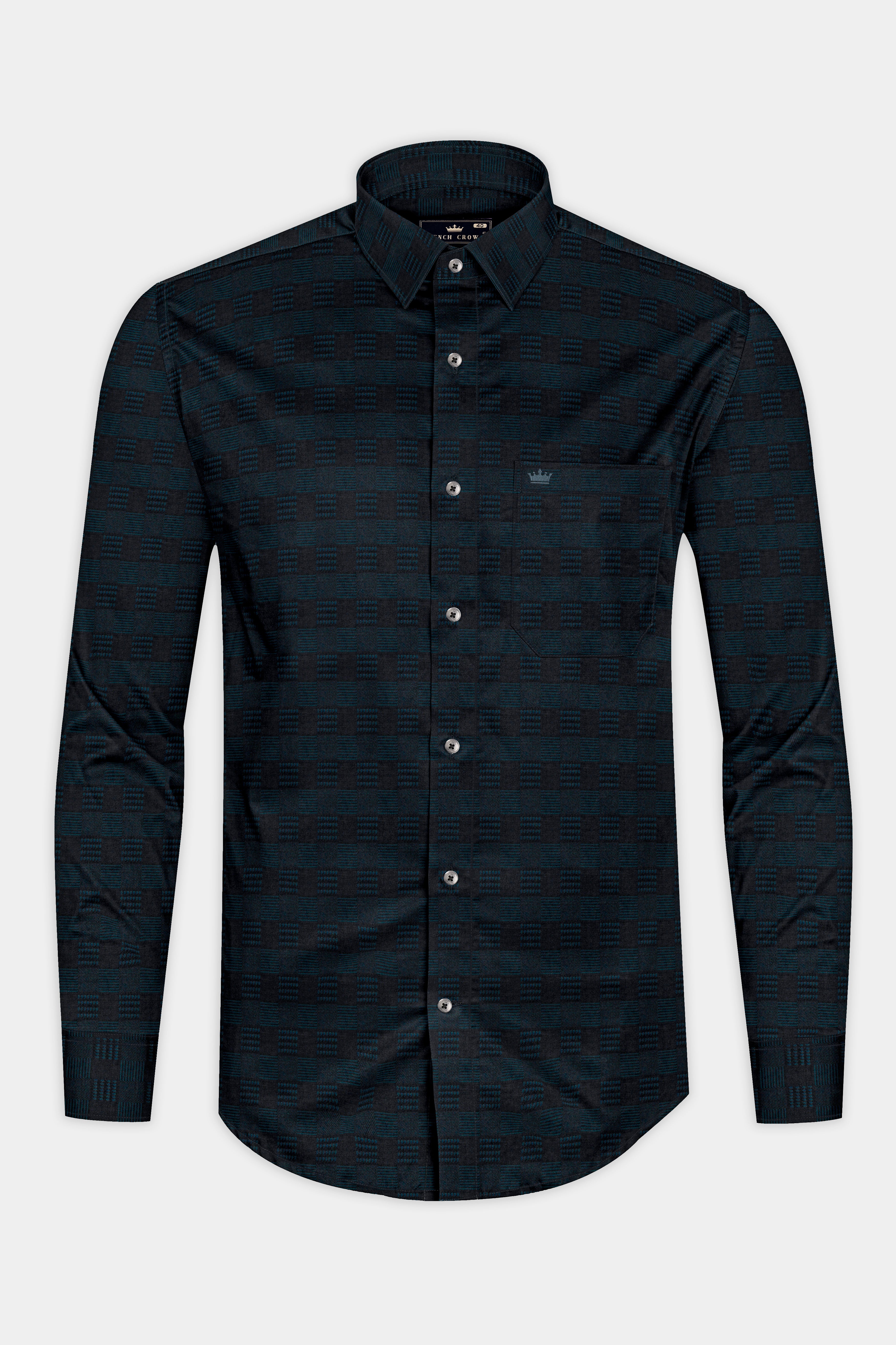 Cinder Blue Jacquard Textured Premium Cotton Shirt