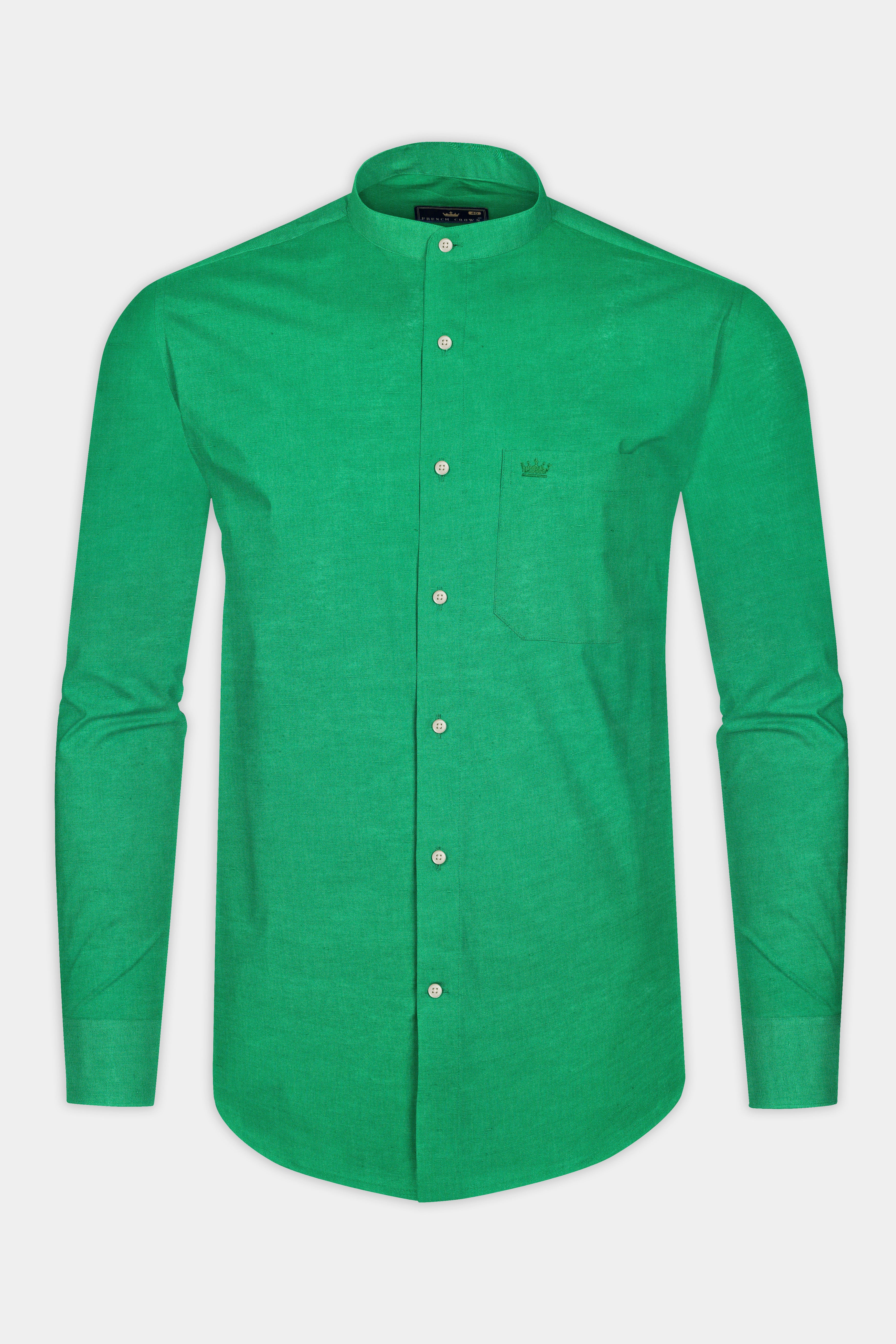 Seafoam Green Solid Luxurious Linen Shirt