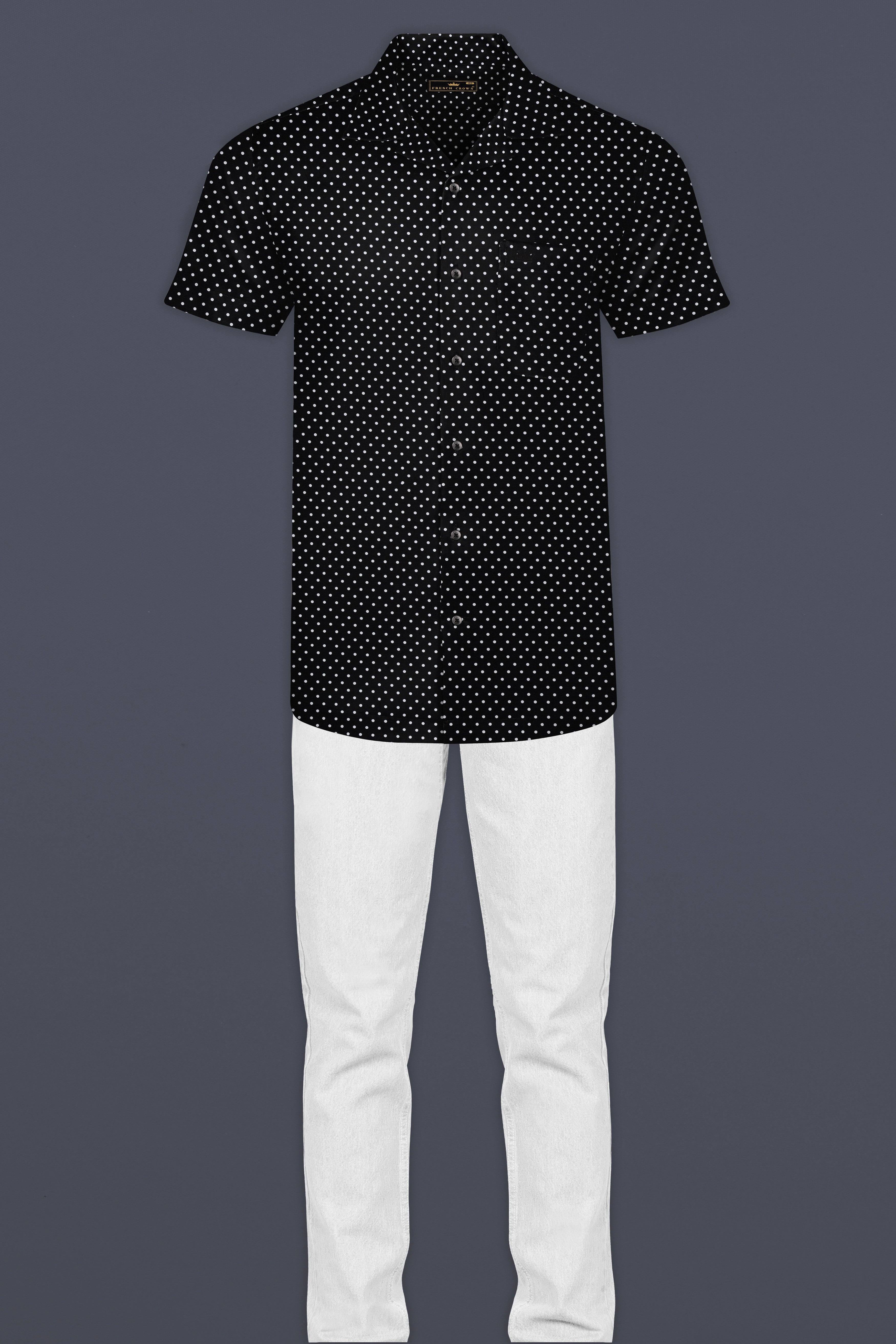 Jade Black Polka Printed Super Soft Premium Cotton Shirt