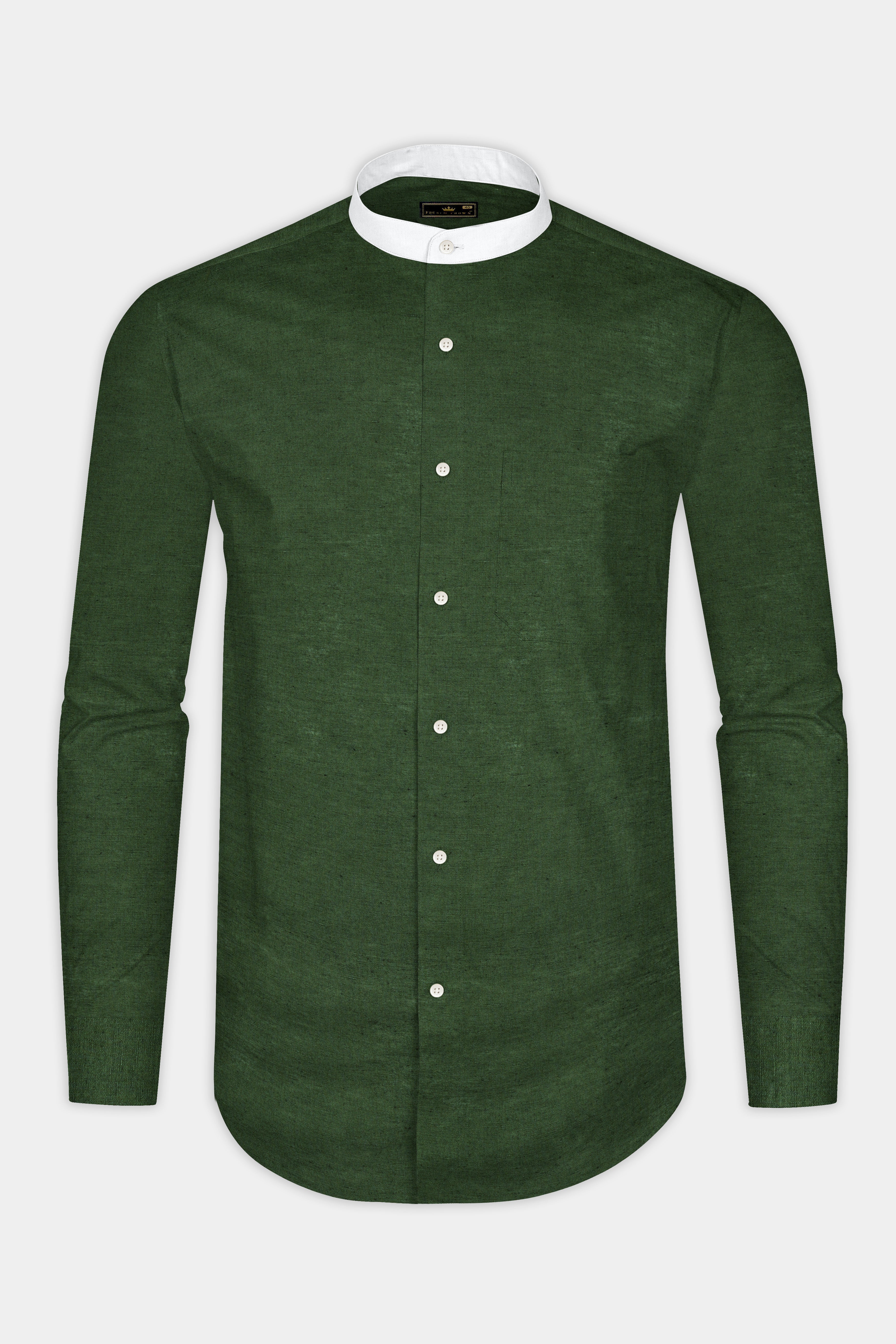 Forest Green Solid Luxurious Linen Shirt