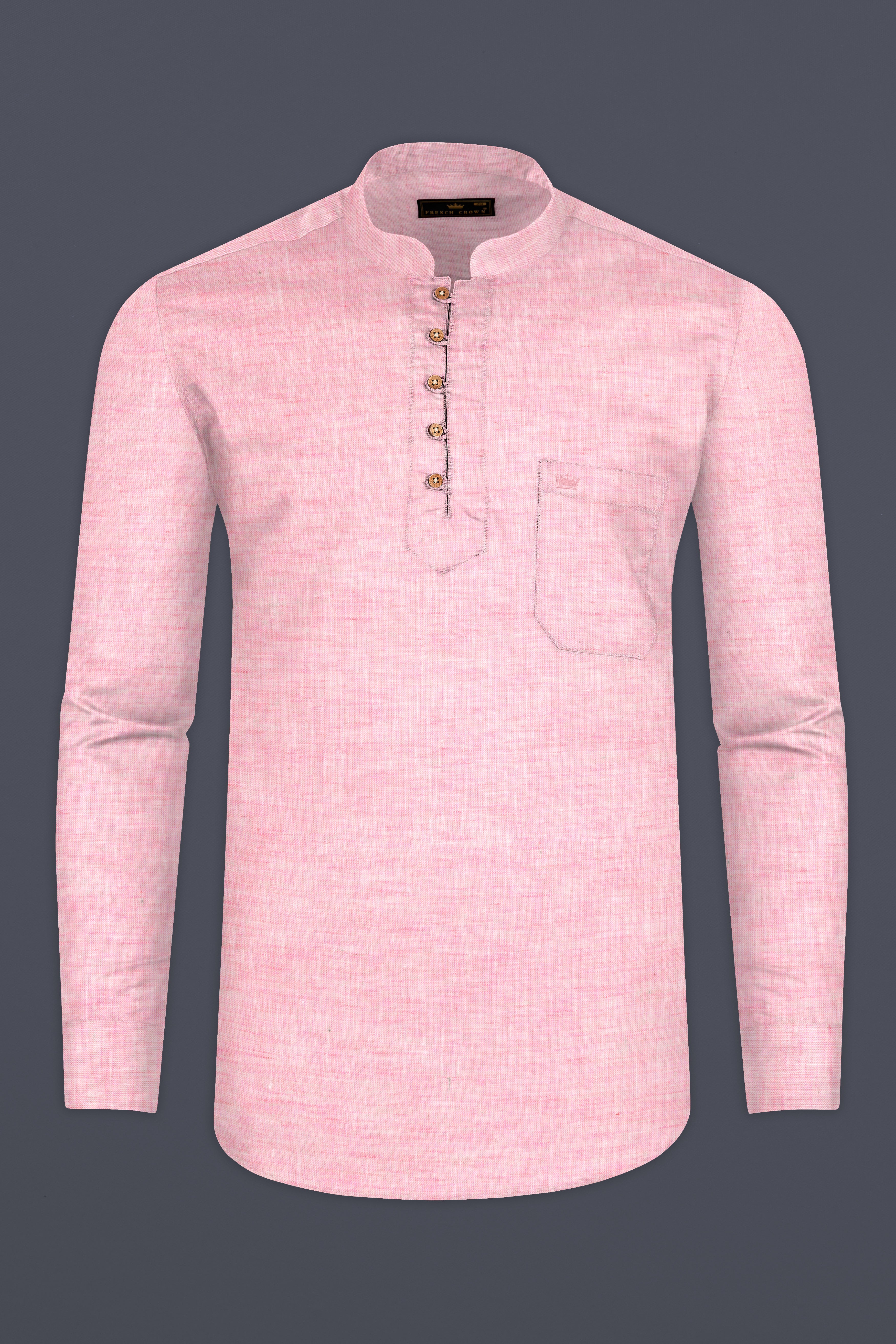 Kawaii Pink Luxurious Linen Kurta Shirt