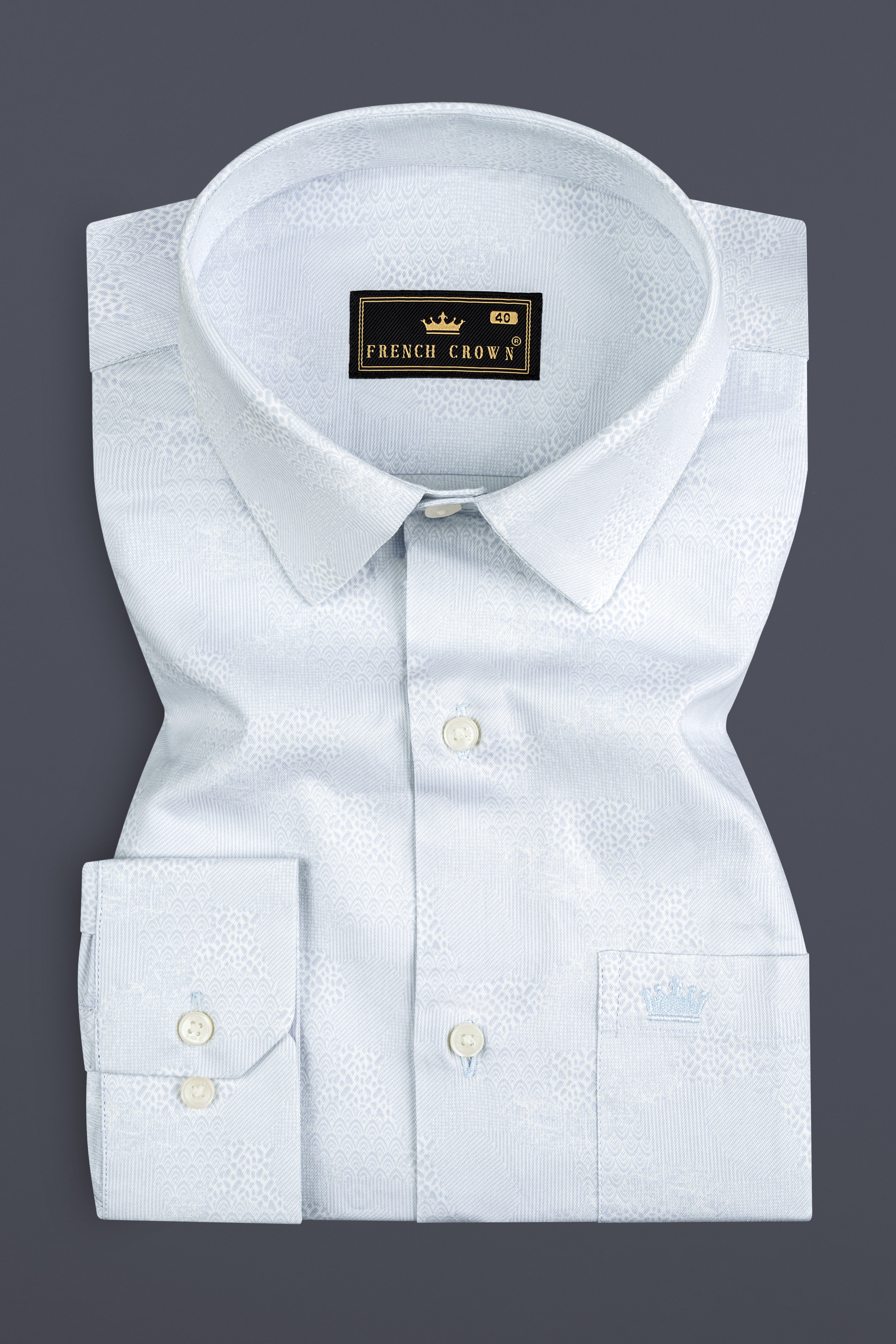 Mystic Blue Prints Poplin Giza Cotton Shirt