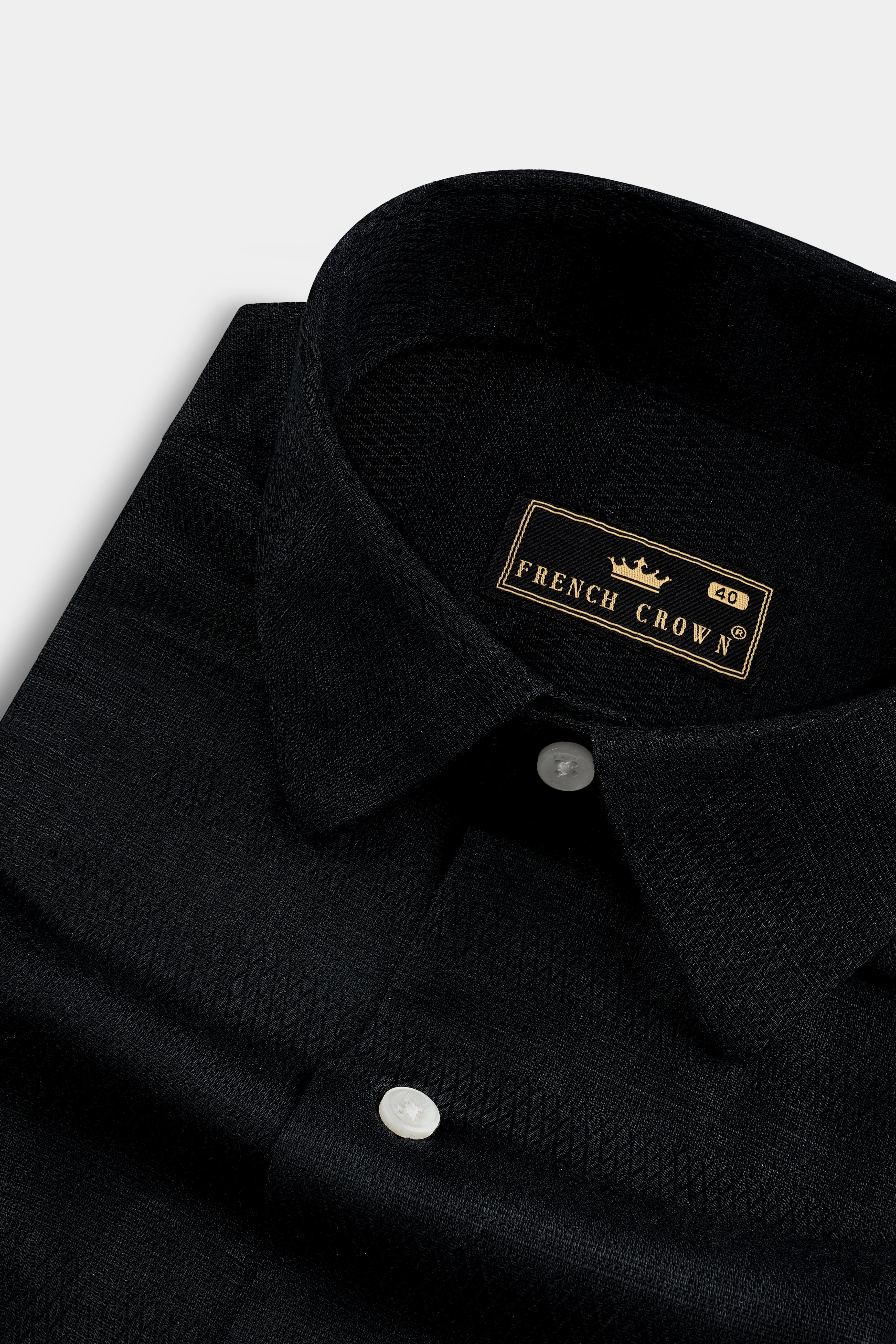 Jade Black Dobby Textured Premium Cotton Shirt