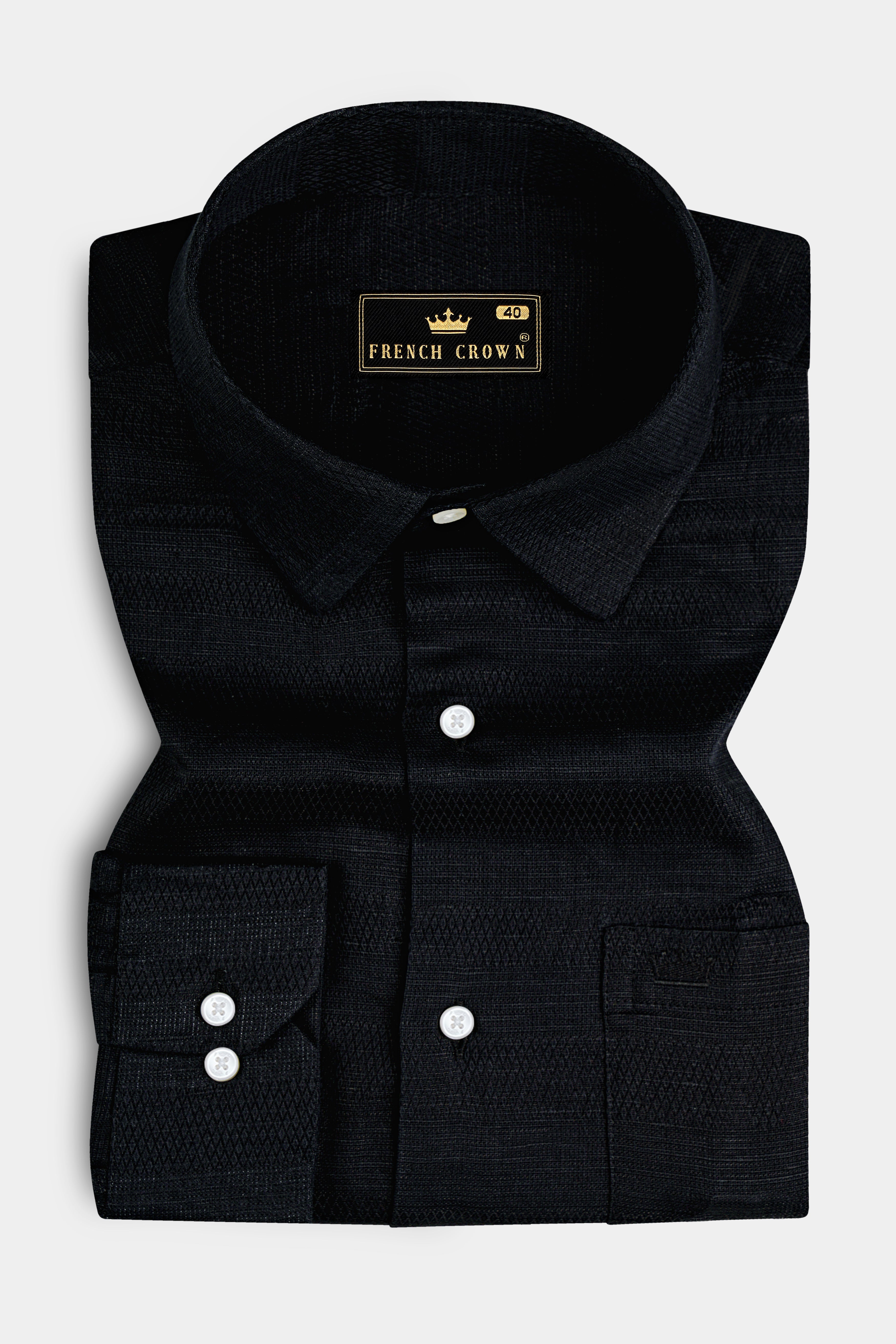 Jade Black Dobby Textured Premium Cotton Shirt 12827-38, 12827-H-38, 12827-39, 12827-H-39, 12827-40, 12827-H-40, 12827-42, 12827-H-42, 12827-44, 12827-H-44, 12827-46, 12827-H-46, 12827-48, 12827-H-48, 12827-50, 12827-H-50, 12827-52, 12827-H-52