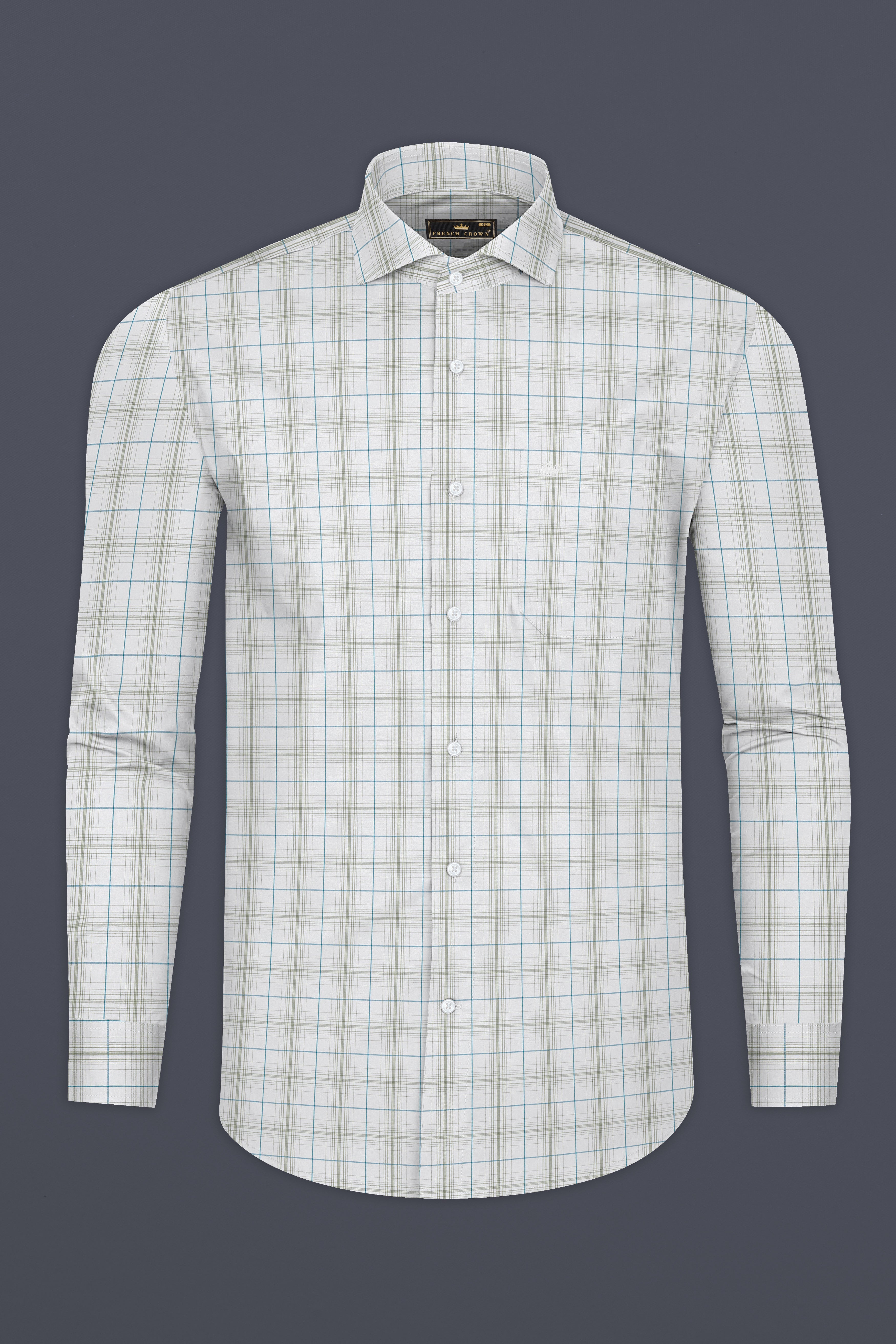 Platinum Gray And Glacier Blue Checkered Giza Cotton Shirt 12828-CA-38, 12828-CA-H-38, 12828-CA-39, 12828-CA-H-39, 12828-CA-40, 12828-CA-H-40, 12828-CA-42, 12828-CA-H-42, 12828-CA-44, 12828-CA-H-44, 12828-CA-46, 12828-CA-H-46, 12828-CA-48, 12828-CA-H-48, 12828-CA-50, 12828-CA-H-50, 12828-CA-52, 12828-CA-H-52