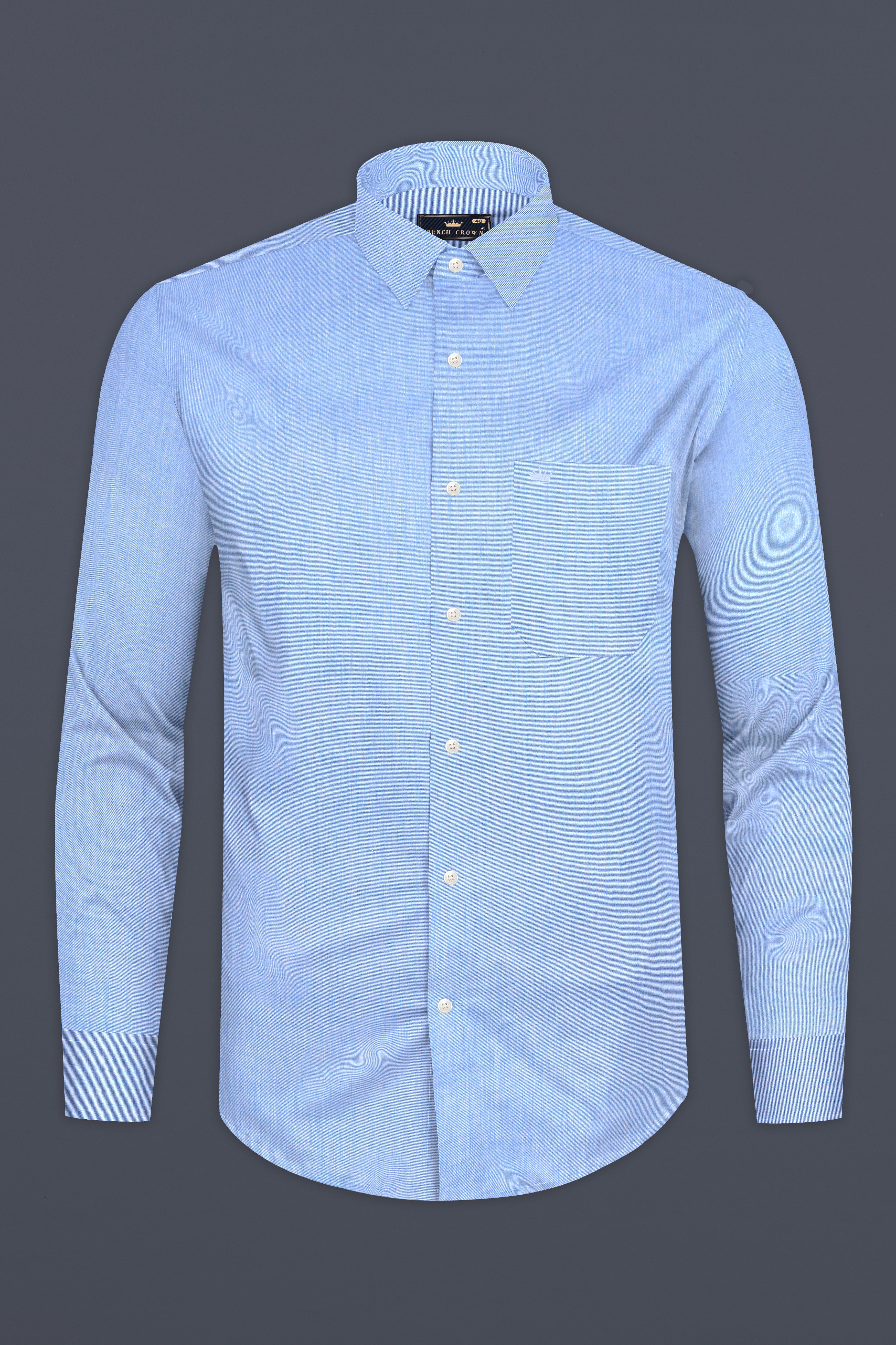 Perano Blue Solid Chambray Premium Giza Cotton Shirt 12831-38, 12831-H-38, 12831-39, 12831-H-39, 12831-40, 12831-H-40, 12831-42, 12831-H-42, 12831-44, 12831-H-44, 12831-46, 12831-H-46, 12831-48, 12831-H-48, 12831-50, 12831-H-50, 12831-52, 12831-H-52