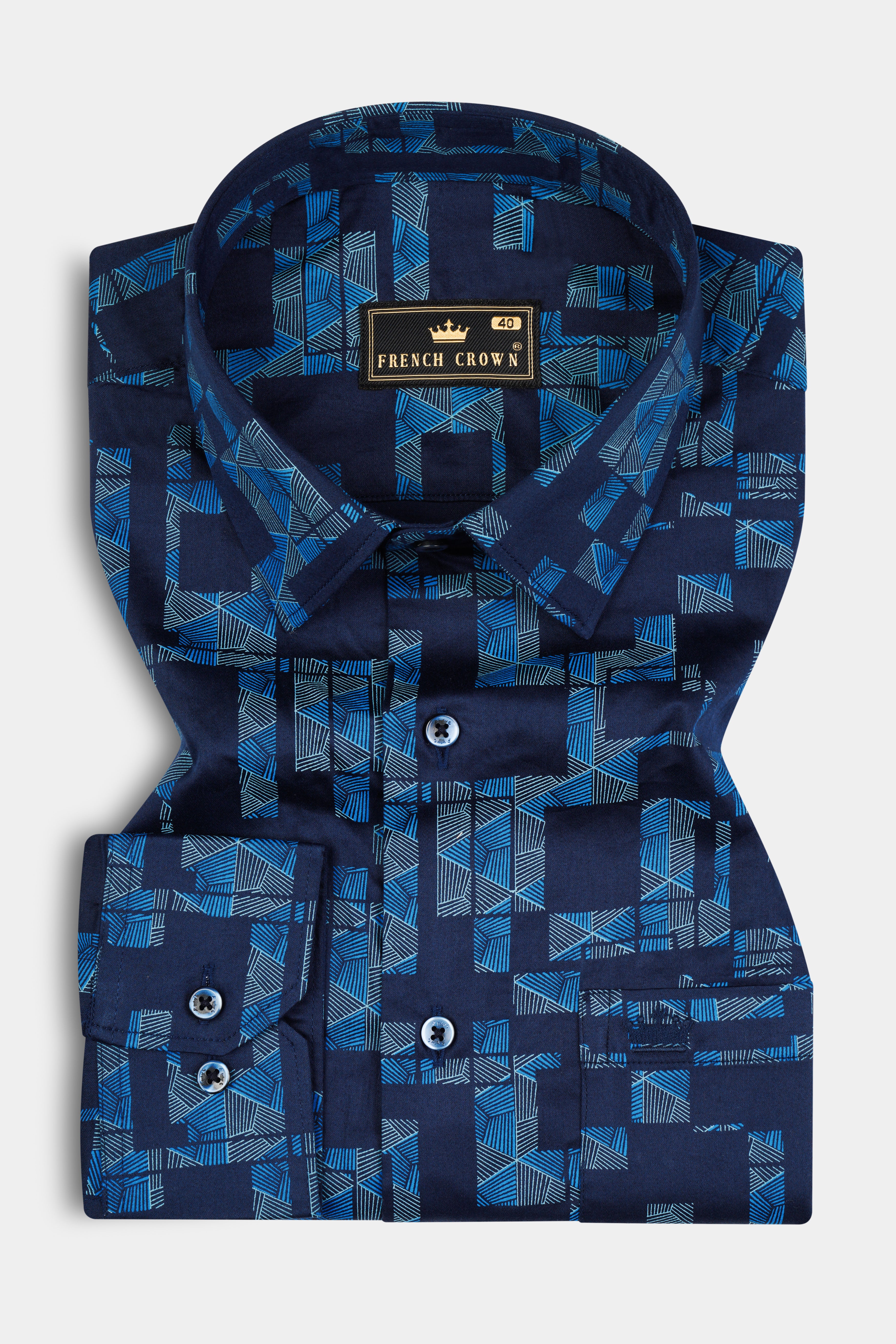 Tangaroa Blue Subtle Sheen Prints Super Soft Premium Cotton Shirt