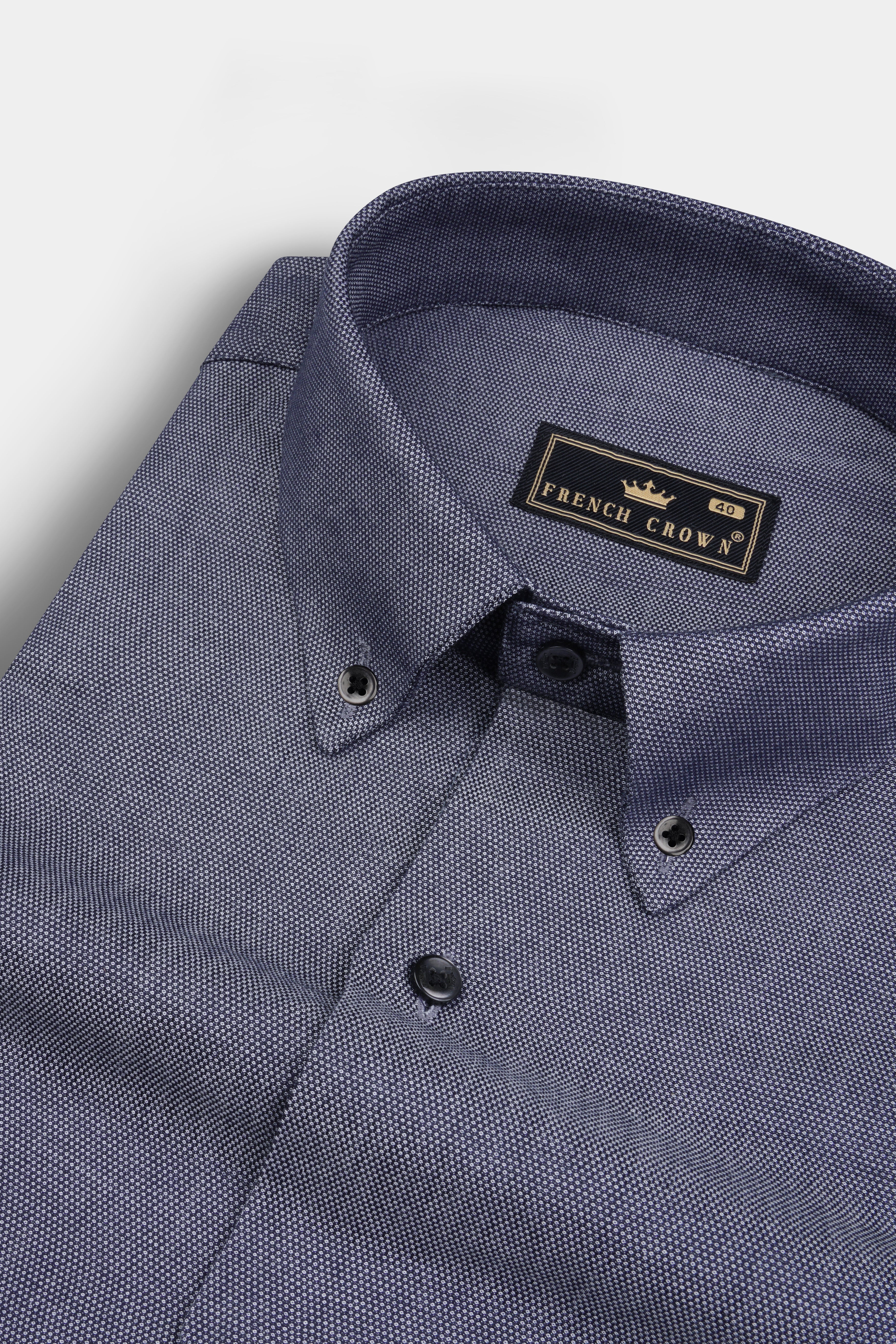 Gravel Gray Dobby Textured Premium Cotton Shirt