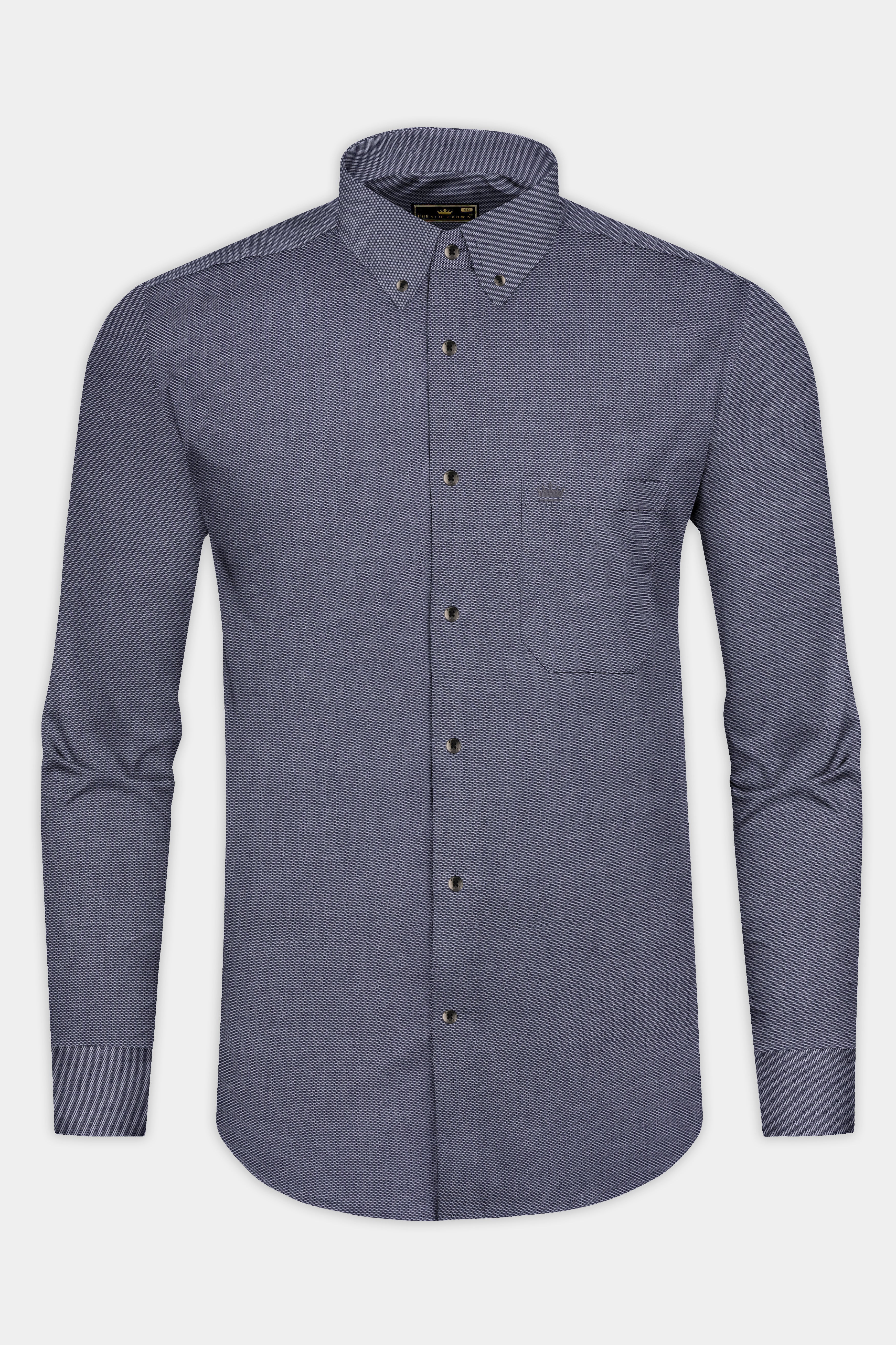 Gravel Gray Dobby Textured Premium Cotton Shirt