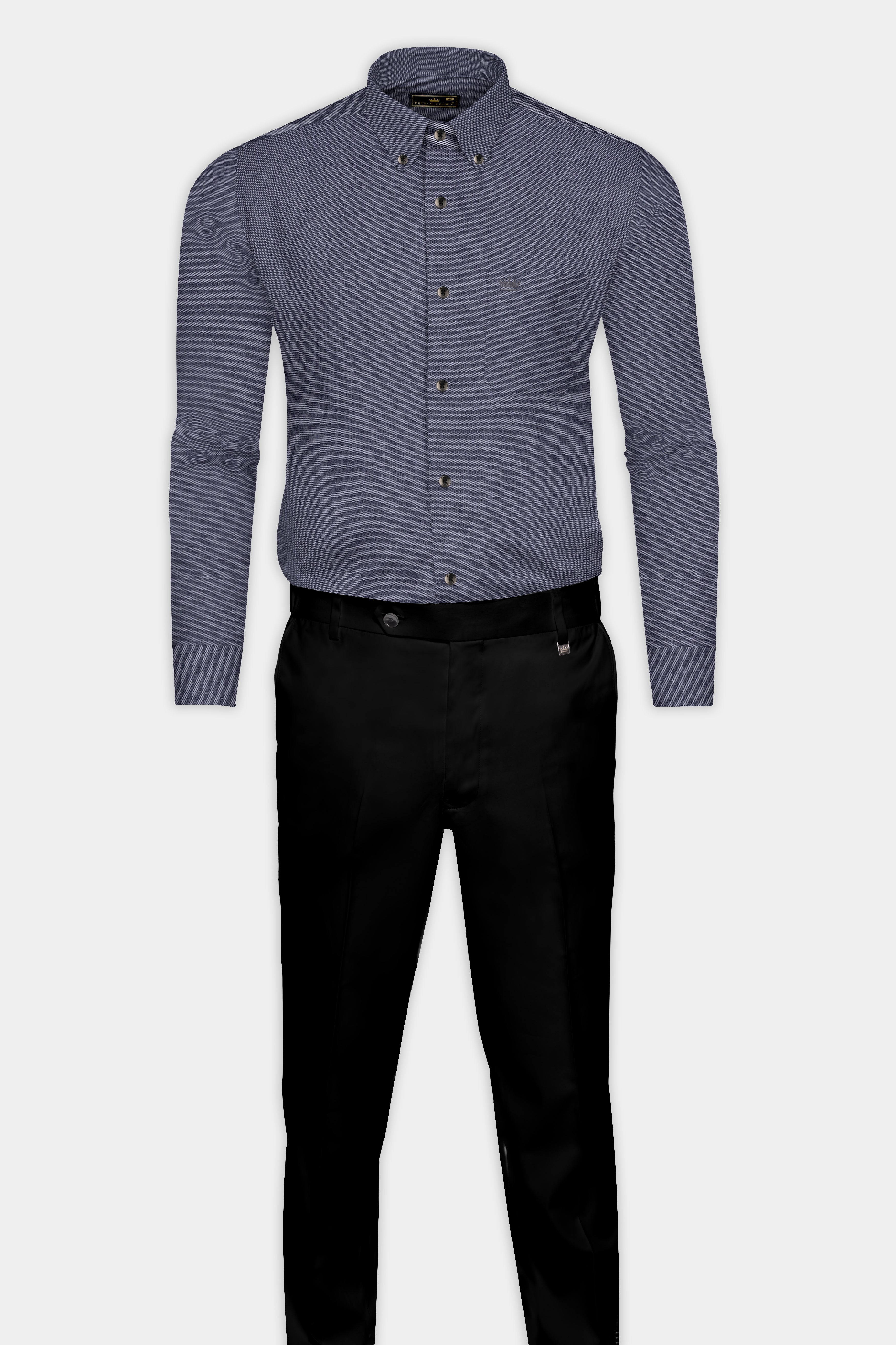 Gravel Gray Dobby Textured Premium Cotton Shirt