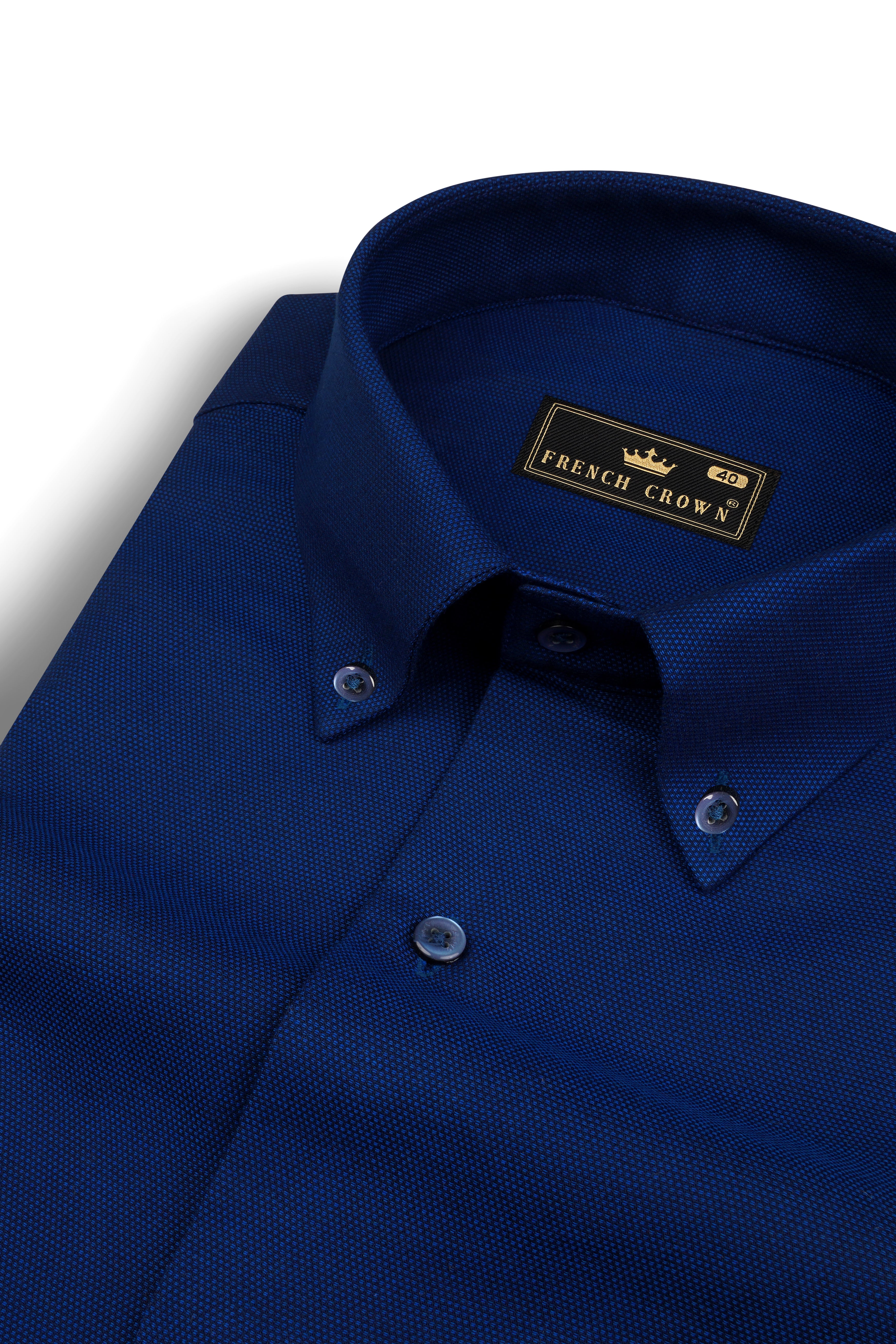 Stratos Blue Dobby Textured Premium Cotton Shirt