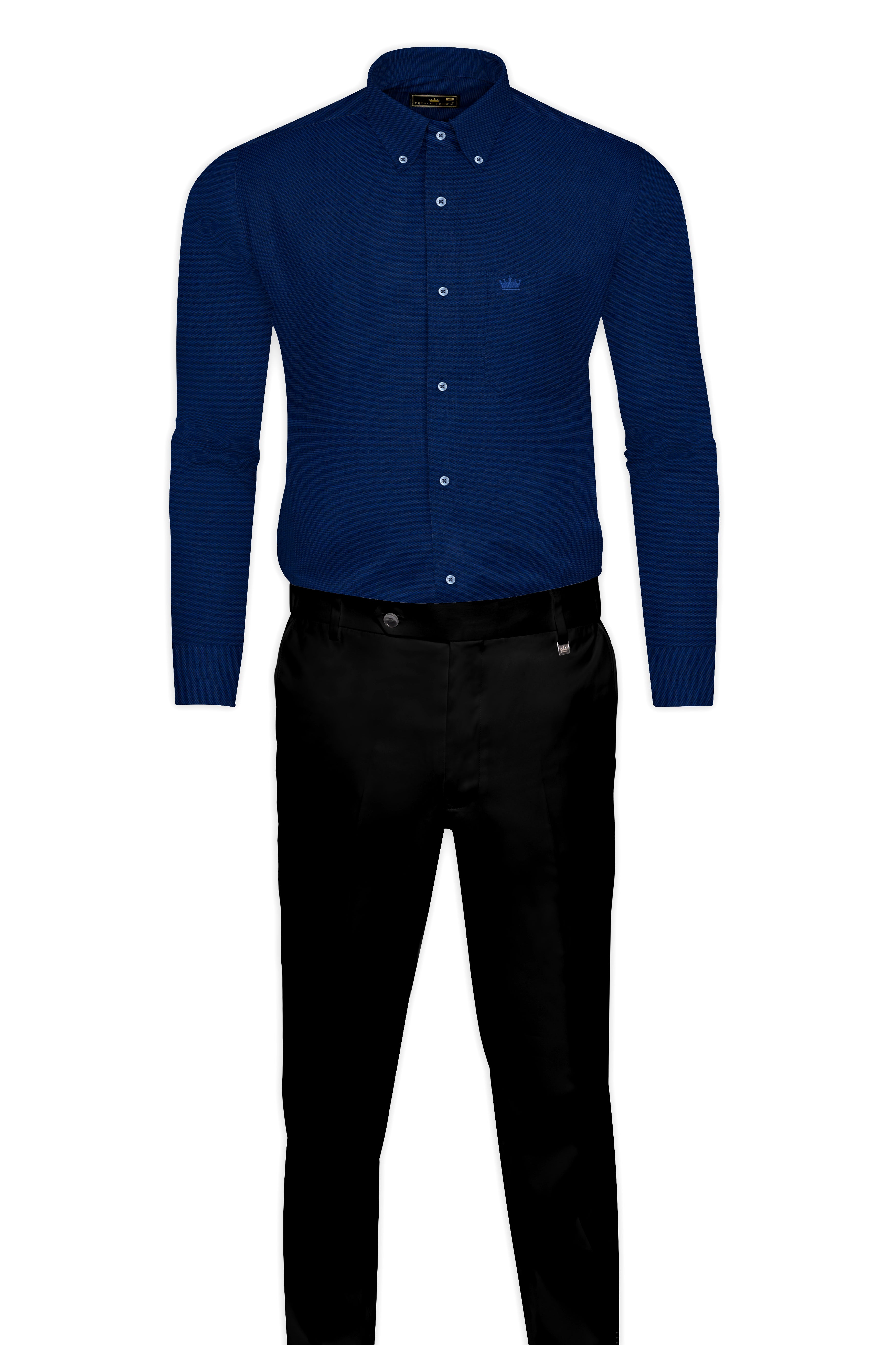 Stratos Blue Dobby Textured Premium Cotton Shirt