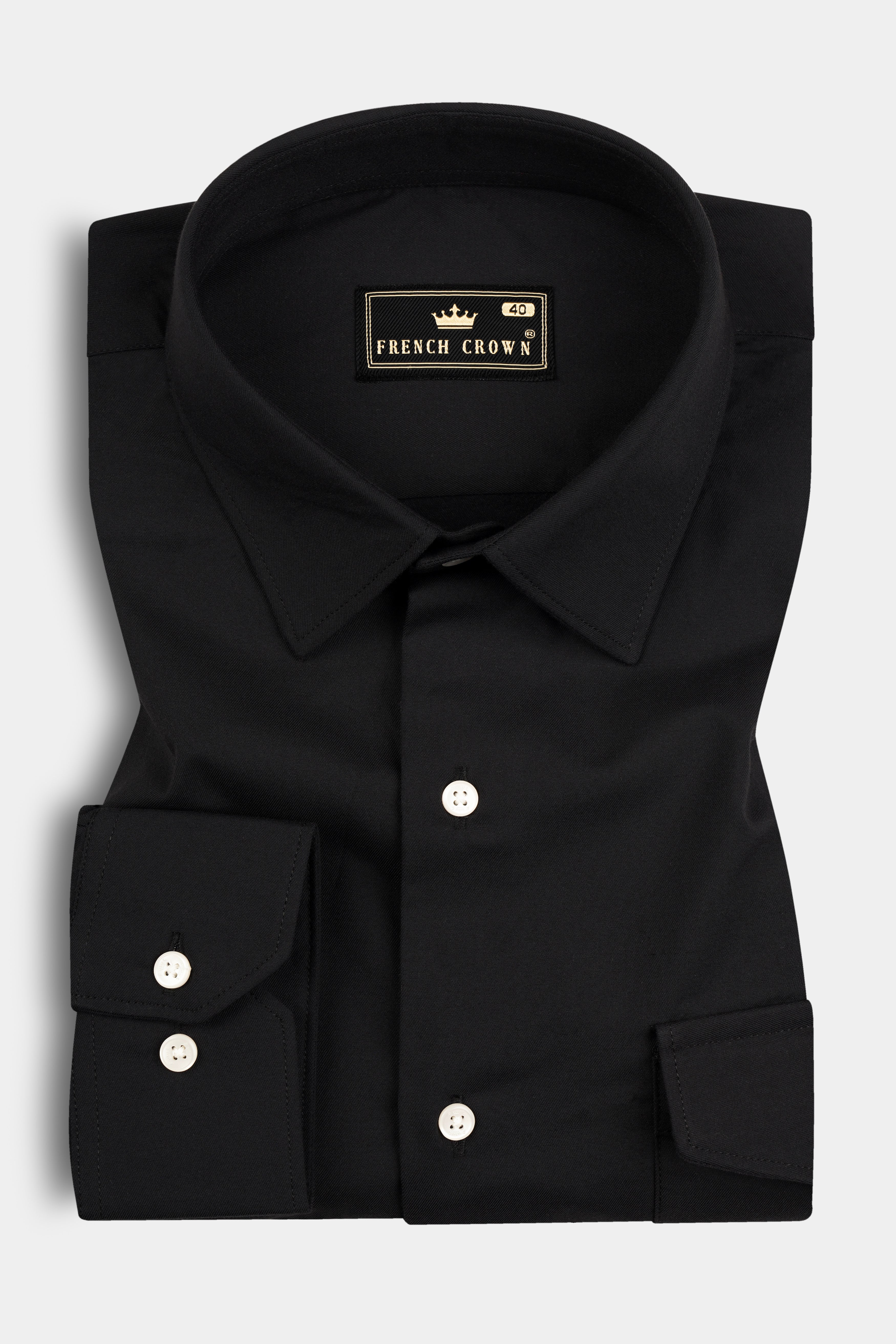 Jade Black Casual Plain-Solid Premium Cotton Shirt For Men