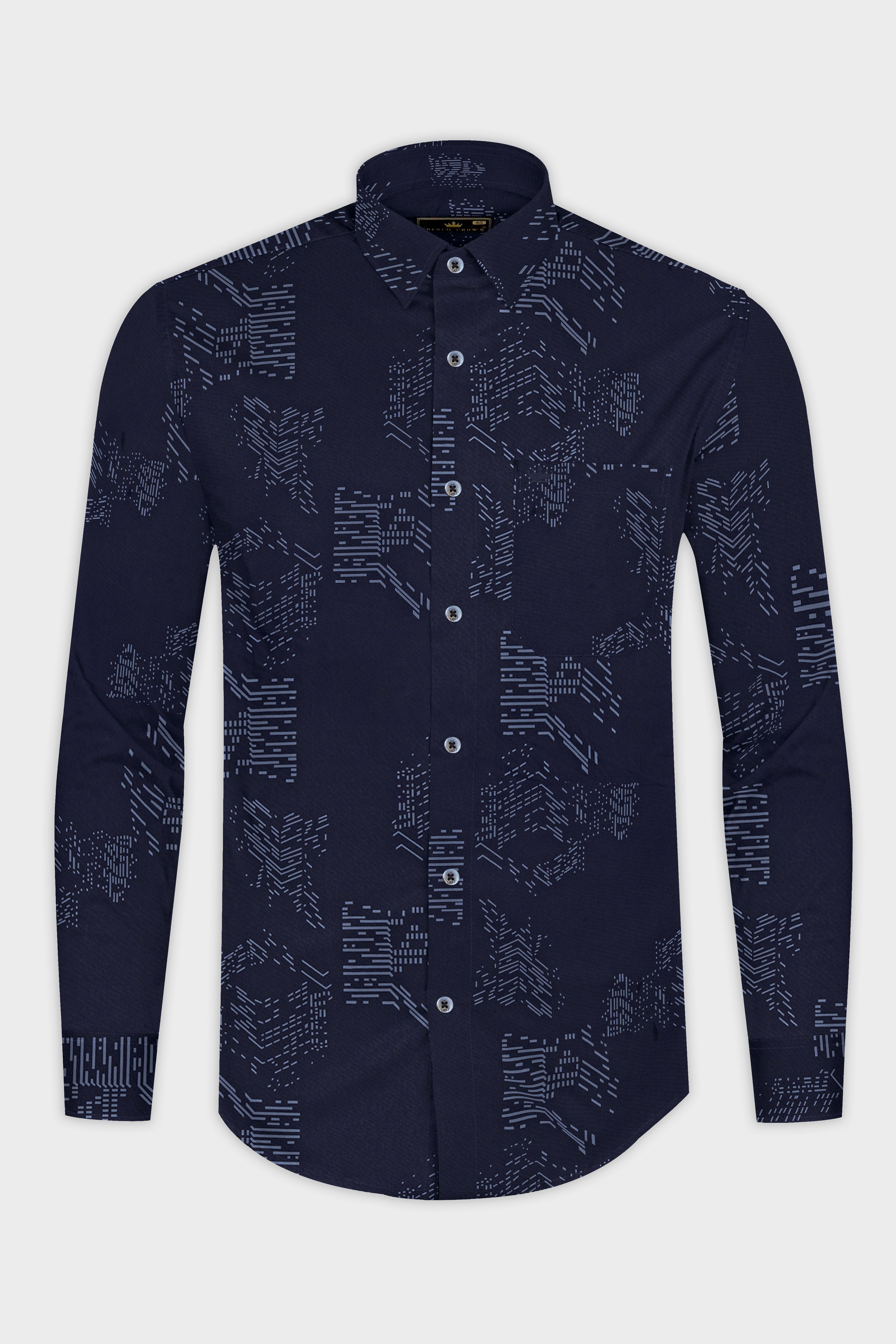 Ebony Blue Subtle Sheen Prints Super Soft Premium Cotton Shirt