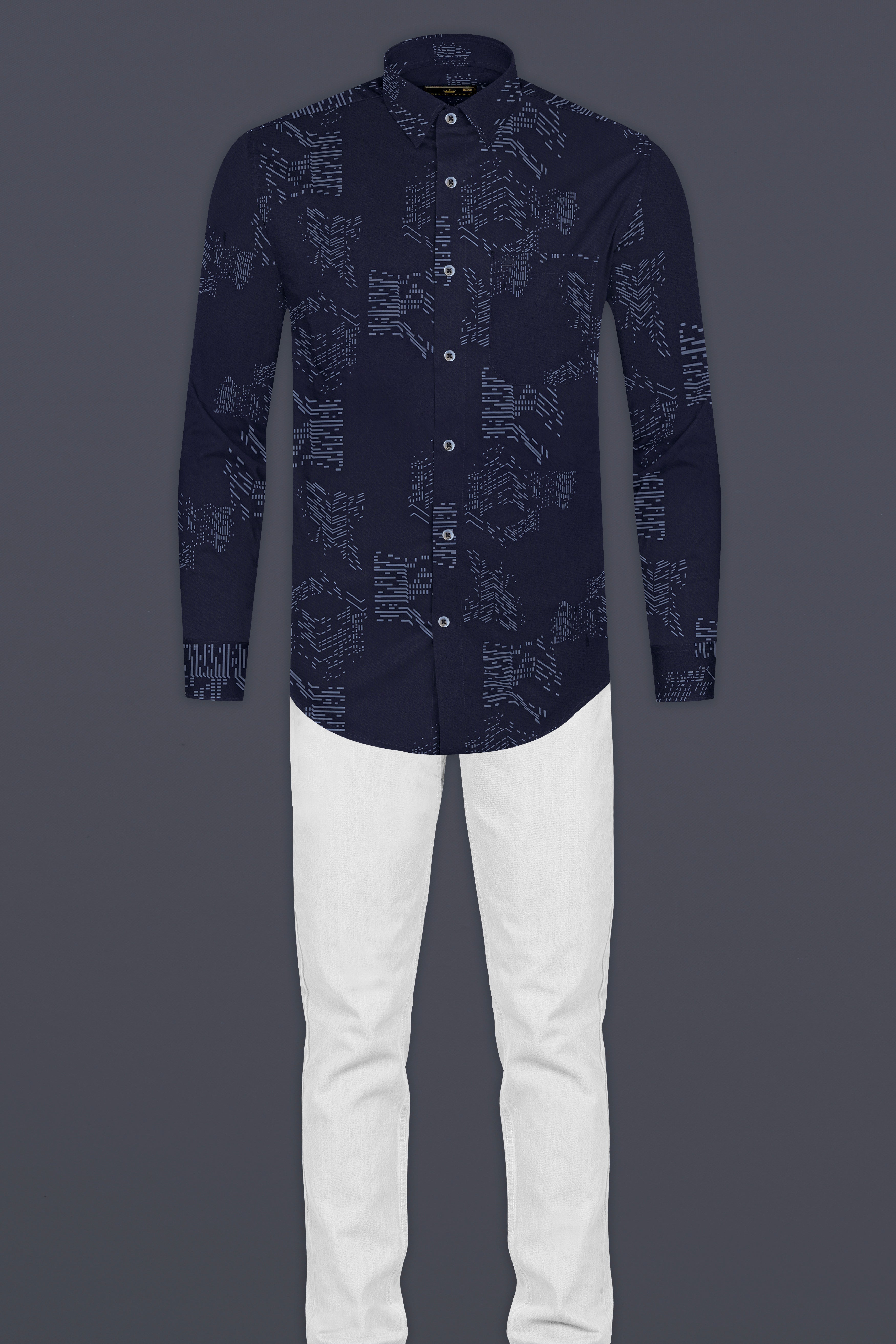 Ebony Blue Subtle Sheen Prints Super Soft Premium Cotton Shirt