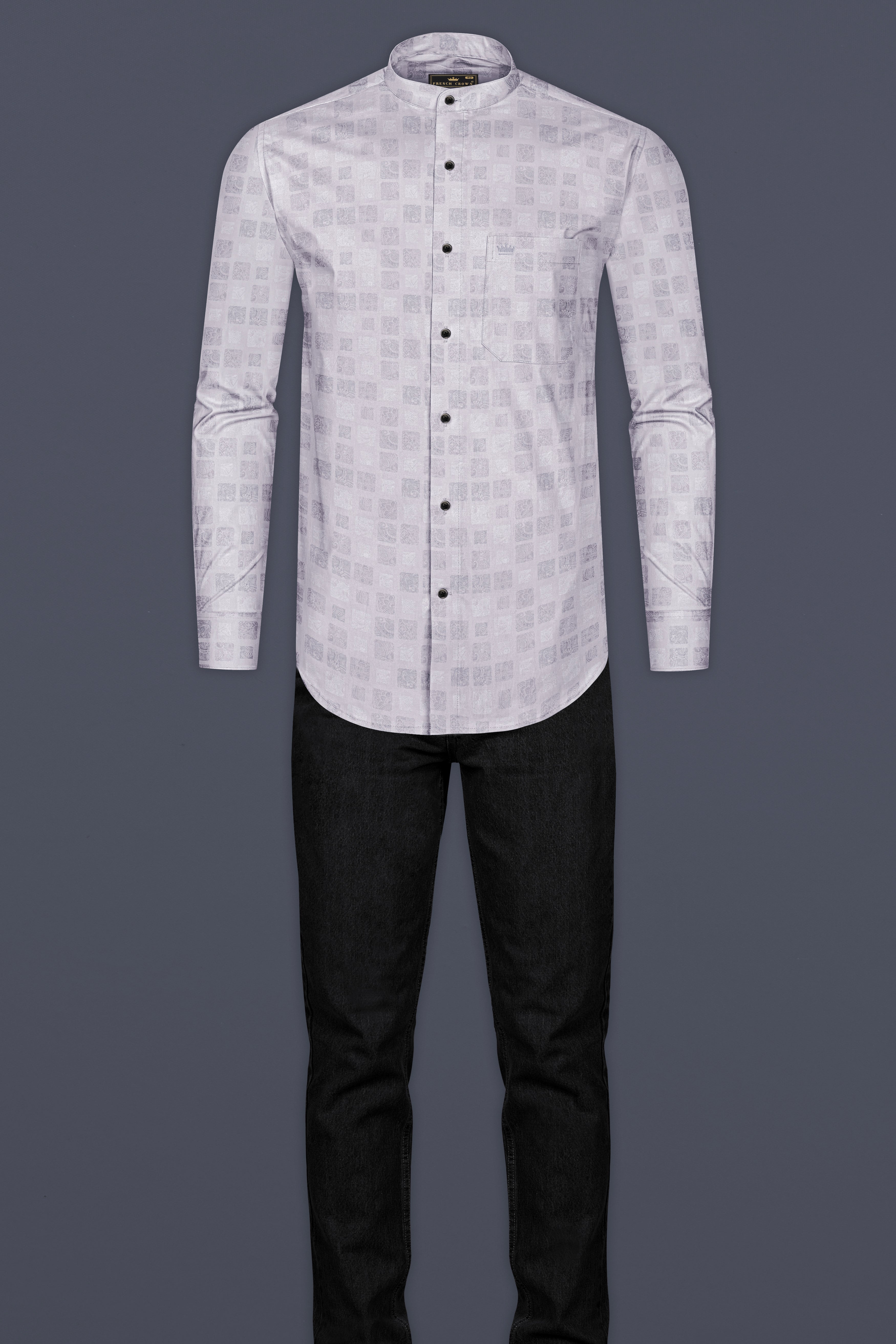 Casper Gray Box Like Printed Super Soft Premium Cotton Shirt