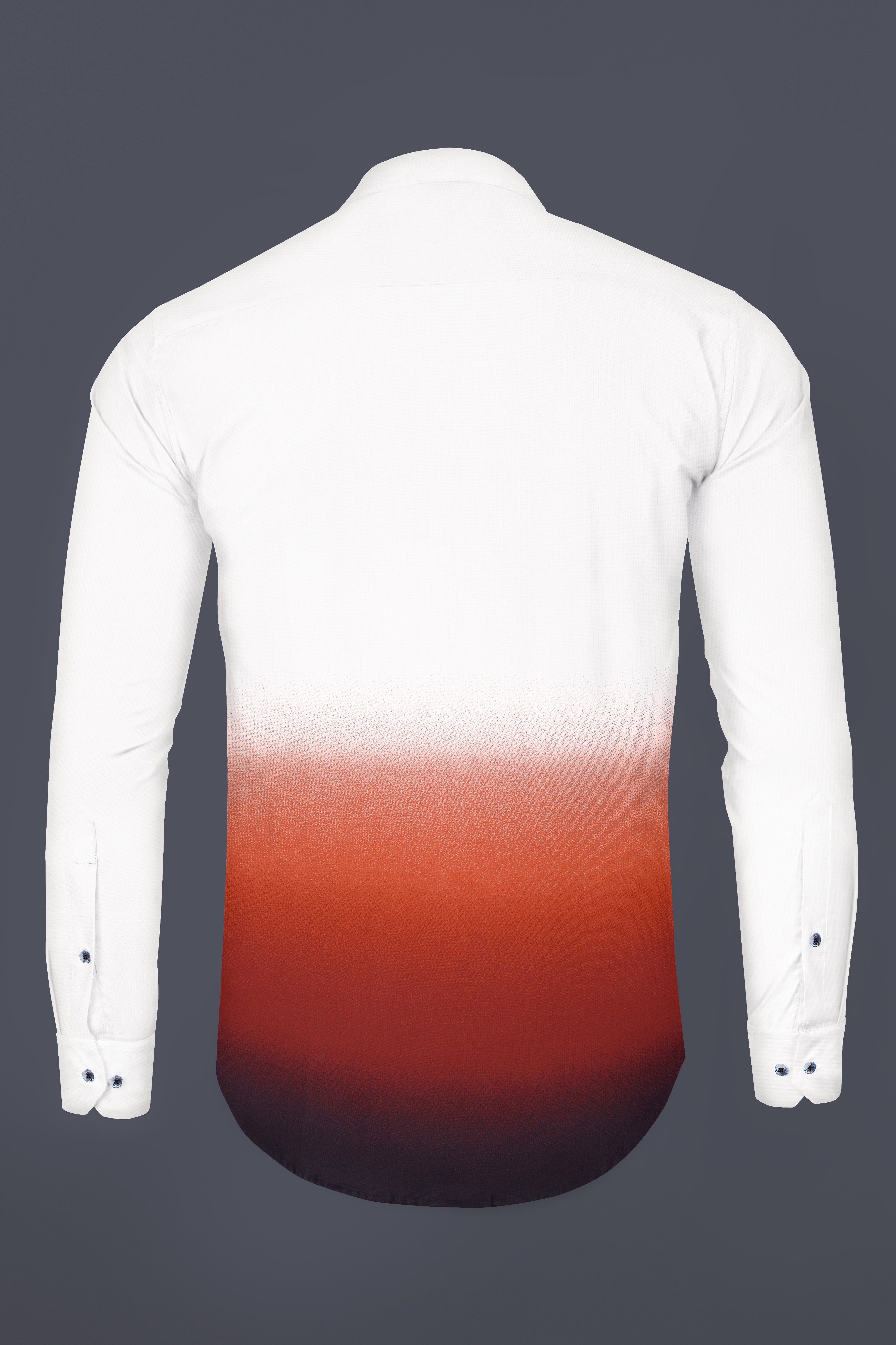 Bright White With Sienna Orange Ombre Effect Prints Premium Cotton Shirt