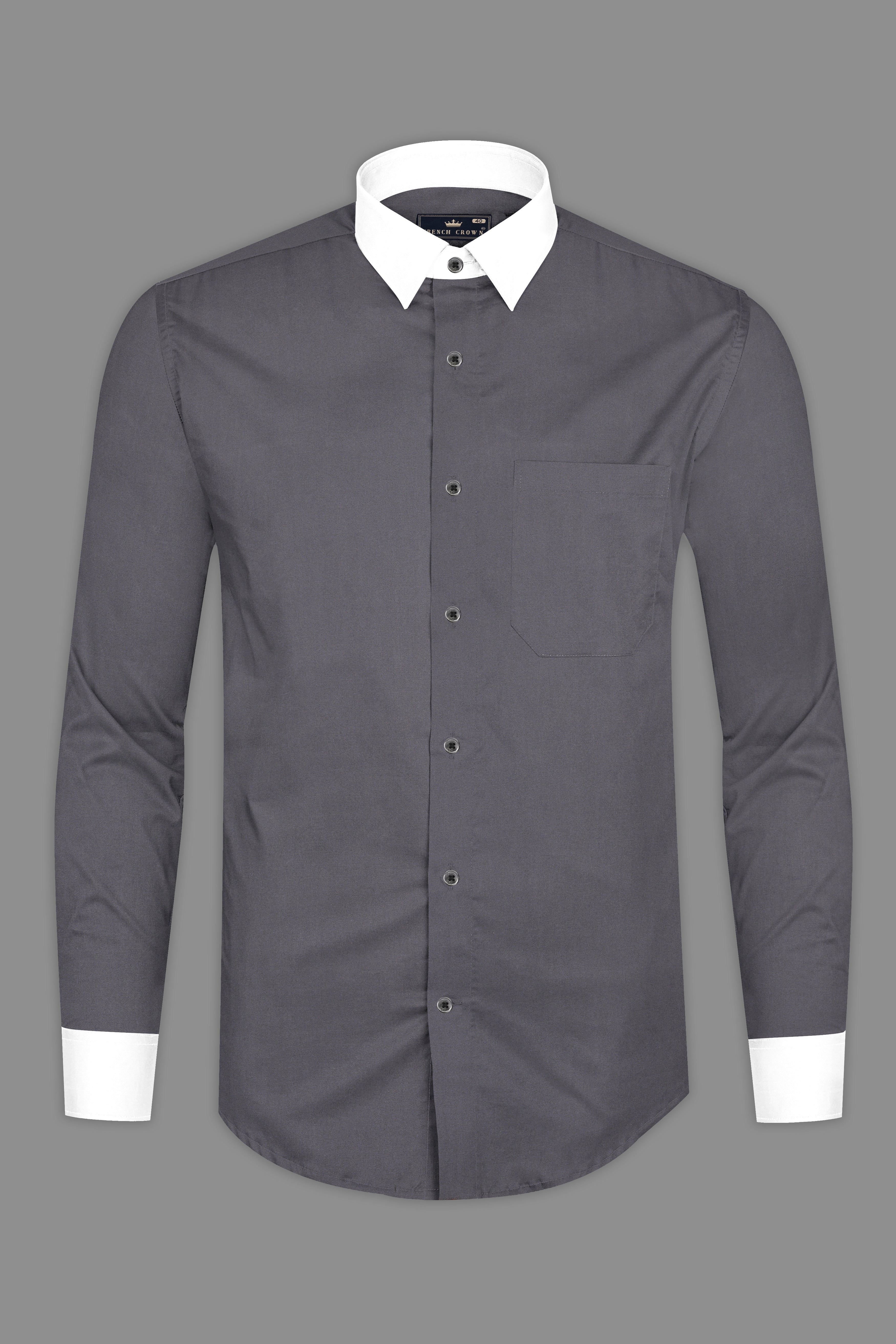 Vampire Gray Solid Poplin Giza Cotton Shirt