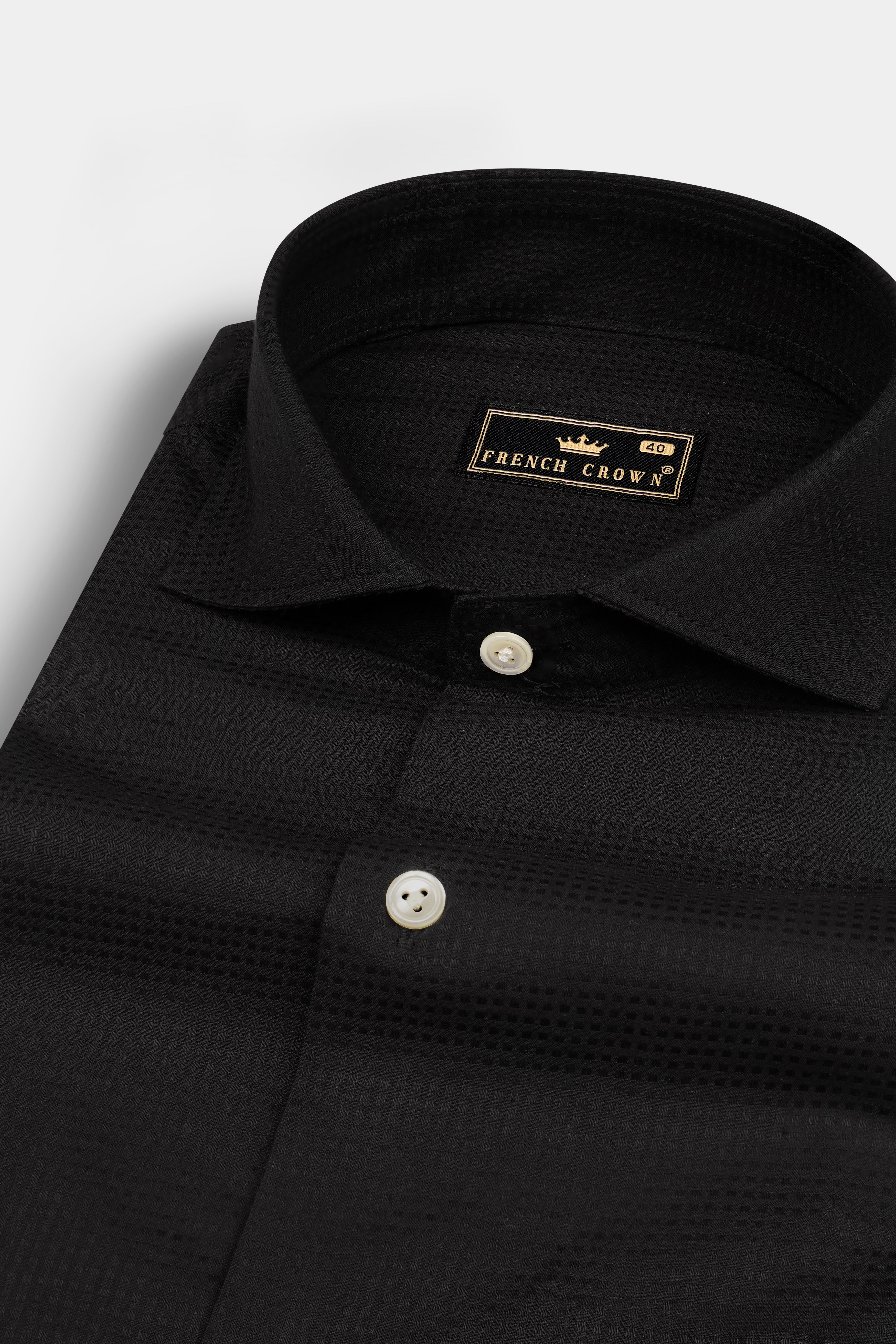 Jade Black Dobby Textured Premium Cotton Shirt