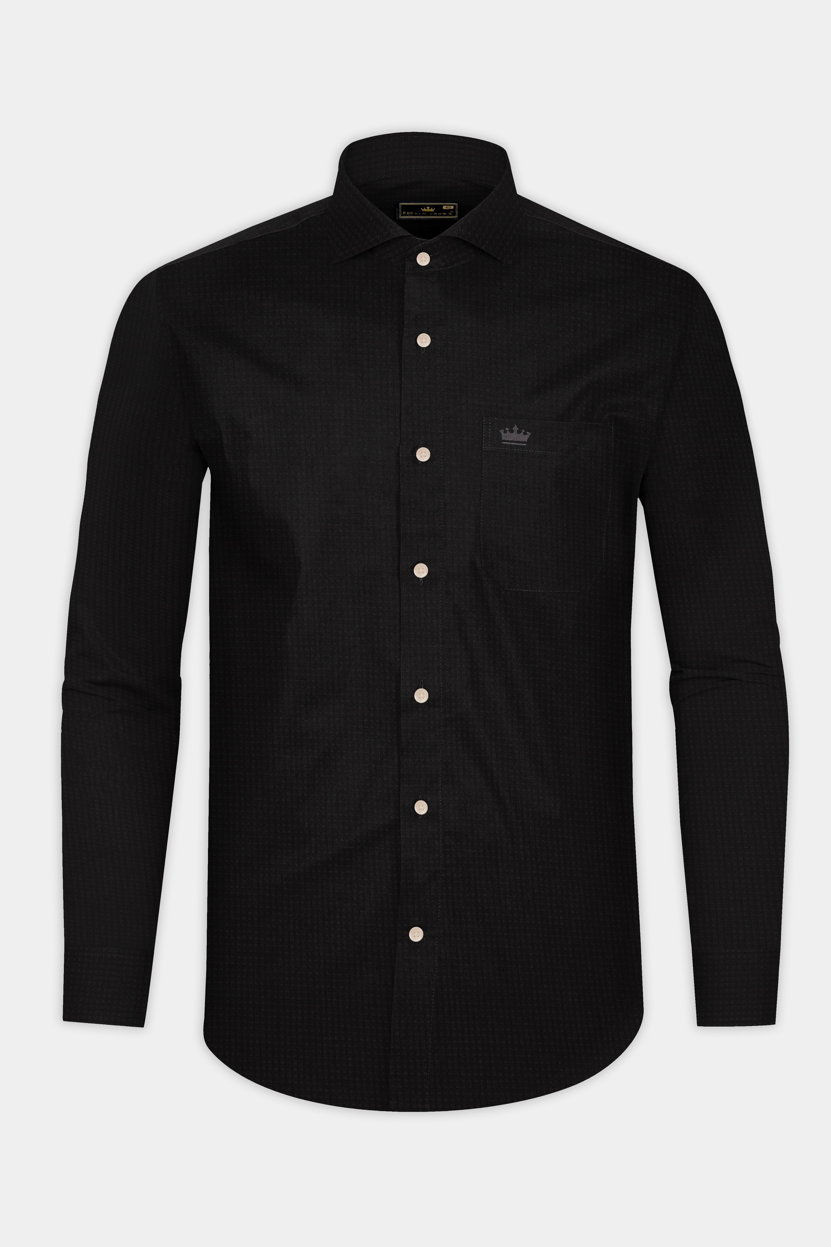 Jade Black Dobby Textured Premium Cotton Shirt