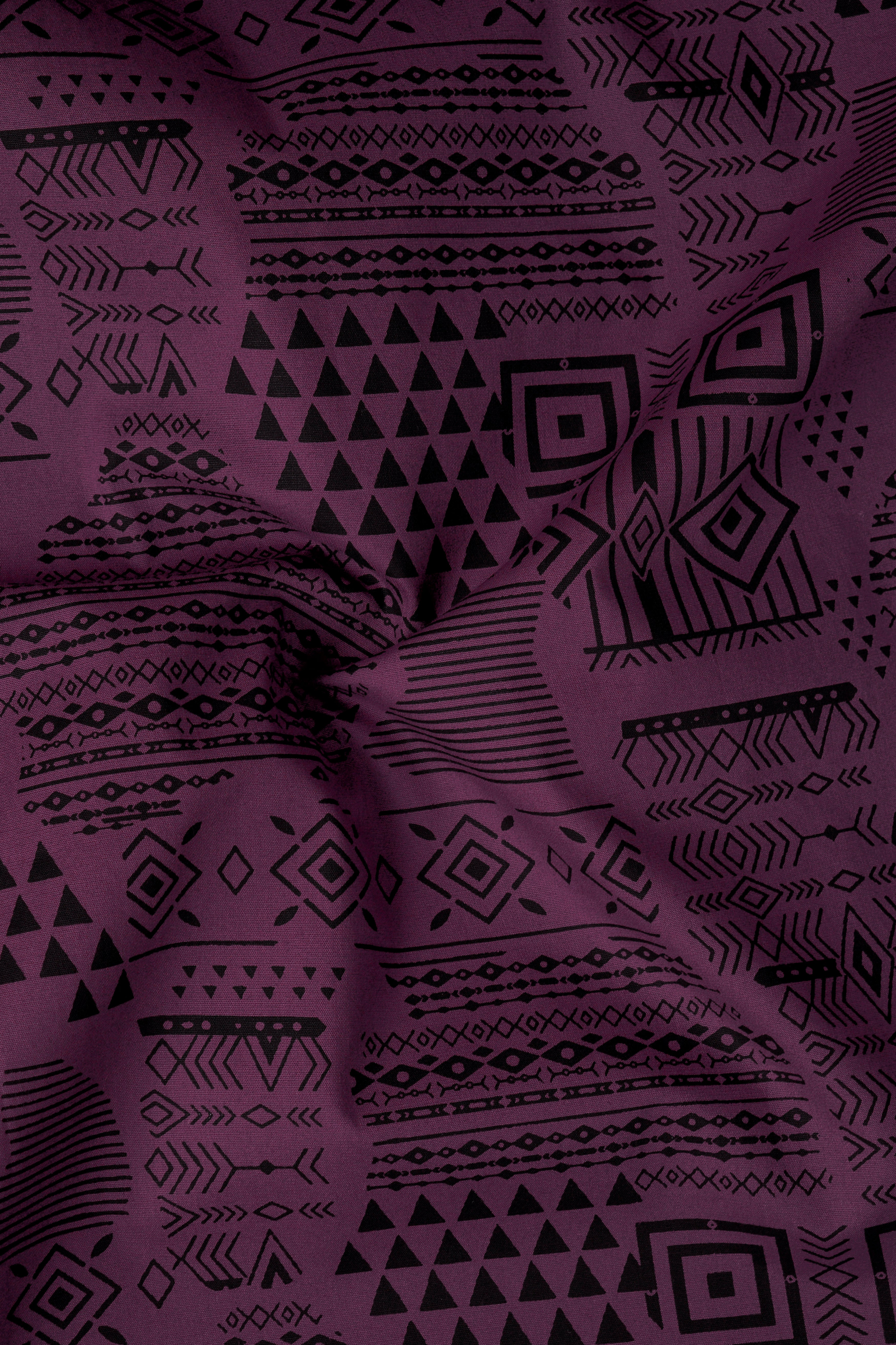 Byzantium Purple Printed Poplin Giza Cotton Shirt