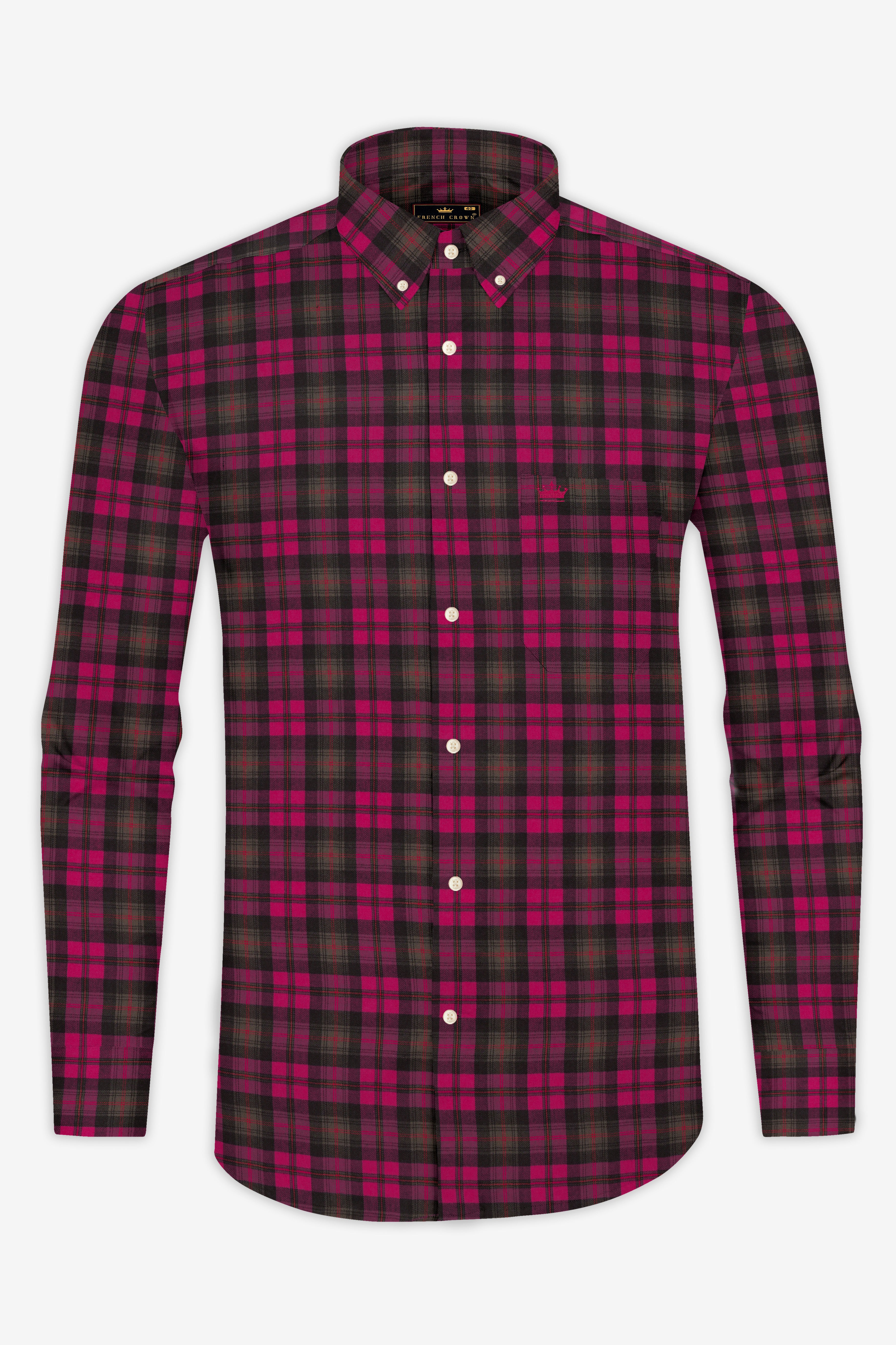 Flirt Pink with Birch Brown Plaid Herringbone Shirt 12855-BD-38, 12855-BD-H-38, 12855-BD-39, 12855-BD-H-39, 12855-BD-40, 12855-BD-H-40, 12855-BD-42, 12855-BD-H-42, 12855-BD-44, 12855-BD-H-44, 12855-BD-46, 12855-BD-H-46, 12855-BD-48, 12855-BD-H-48, 12855-BD-50, 12855-BD-H-50, 12855-BD-52, 12855-BD-H-52