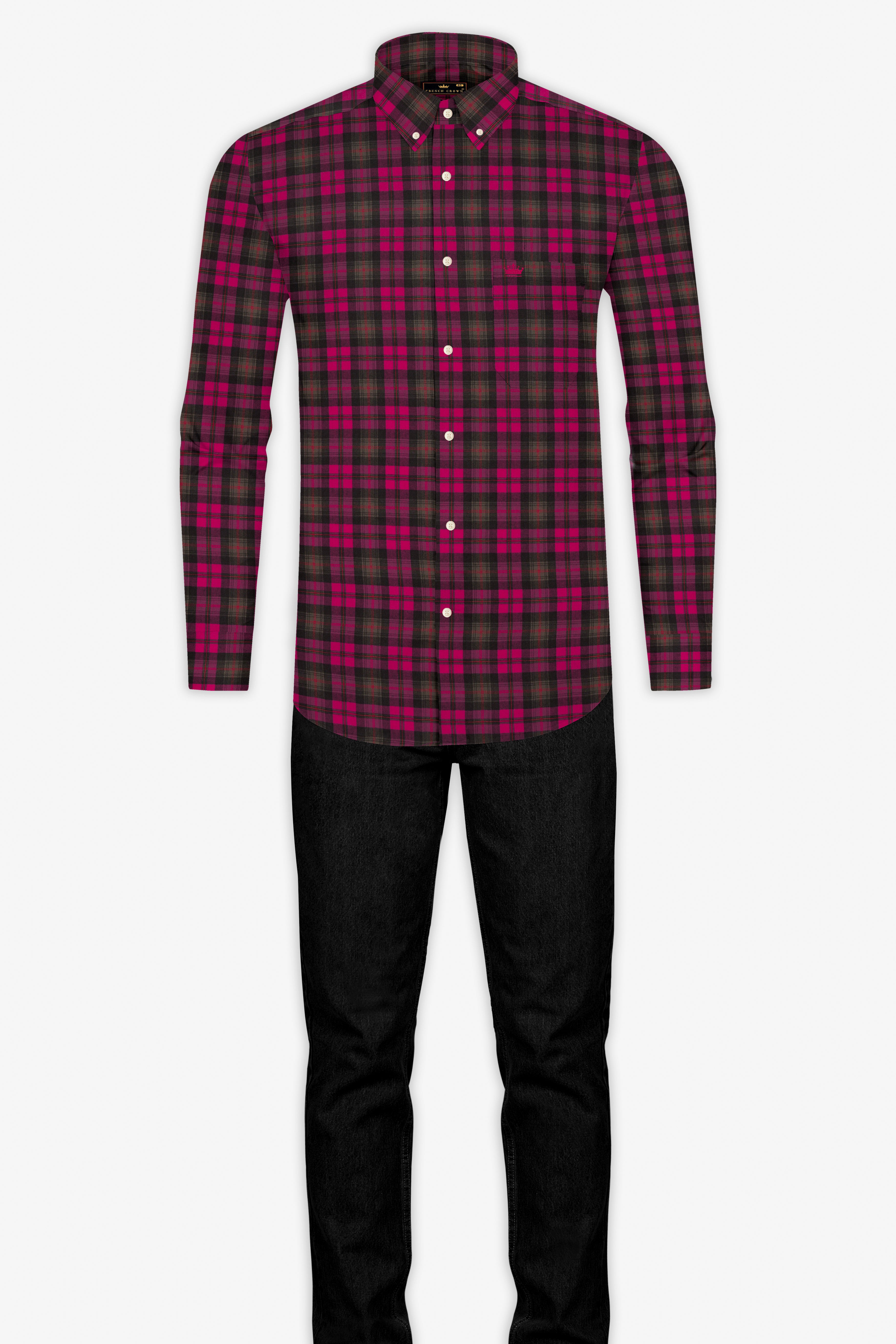 Flirt Pink with Birch Brown Plaid Herringbone Shirt 12855-BD-38, 12855-BD-H-38, 12855-BD-39, 12855-BD-H-39, 12855-BD-40, 12855-BD-H-40, 12855-BD-42, 12855-BD-H-42, 12855-BD-44, 12855-BD-H-44, 12855-BD-46, 12855-BD-H-46, 12855-BD-48, 12855-BD-H-48, 12855-BD-50, 12855-BD-H-50, 12855-BD-52, 12855-BD-H-52