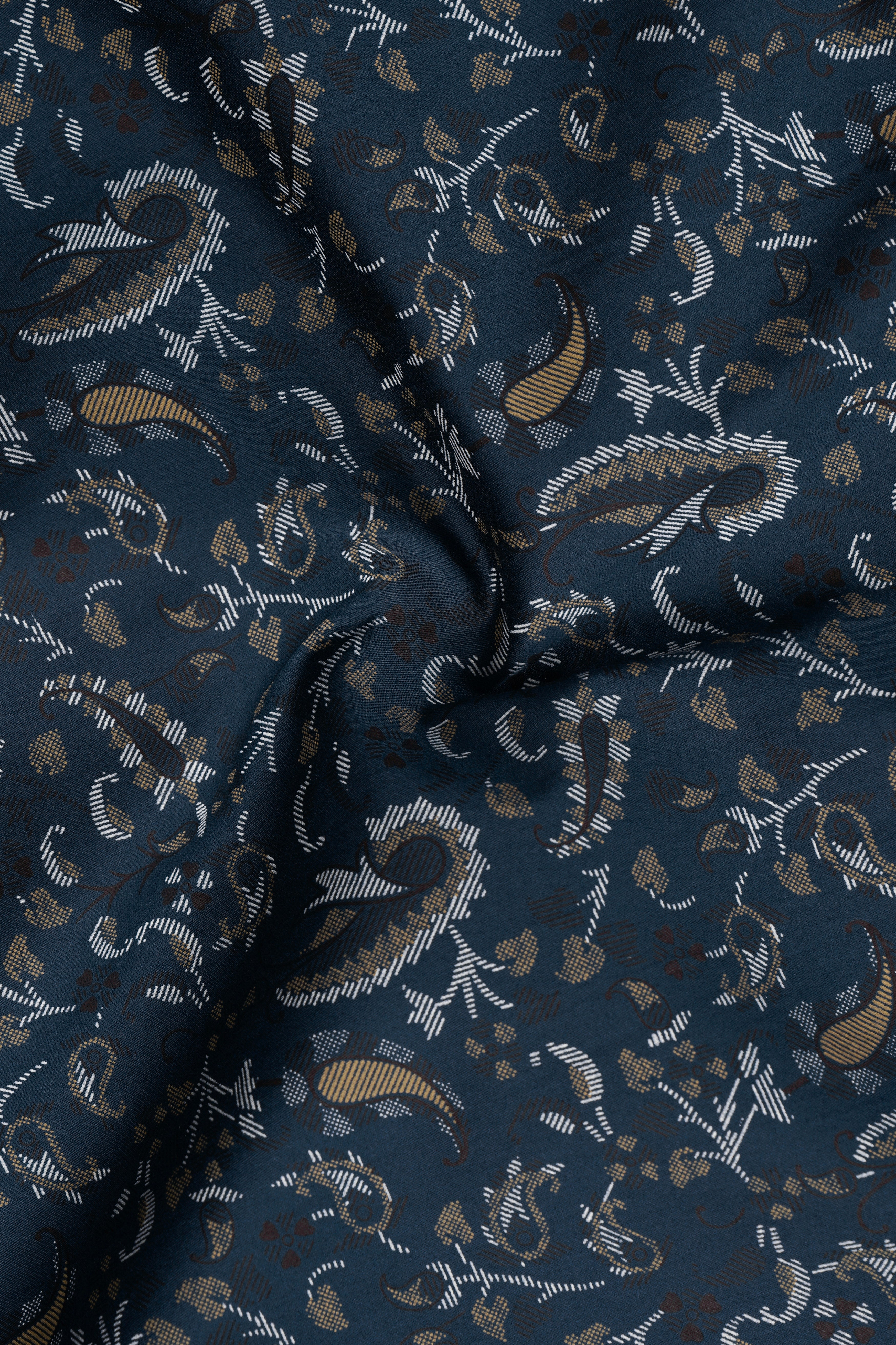 Nile Blue Leaf Printed Super Soft Premium Cotton Shirt