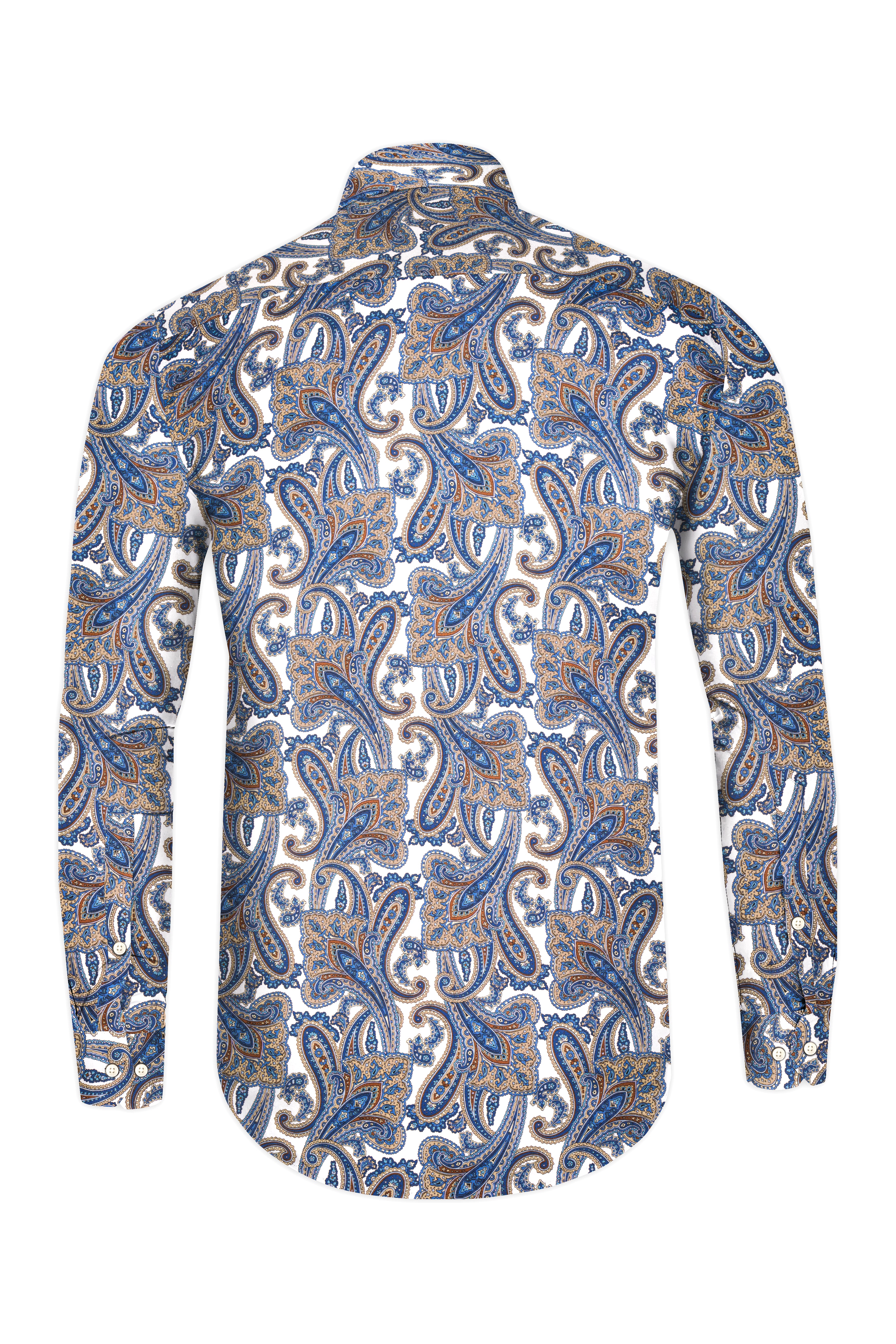 Bright White with Wild Blue and Almond Pink Keri Printed Super Soft Premium Cotton Shirt