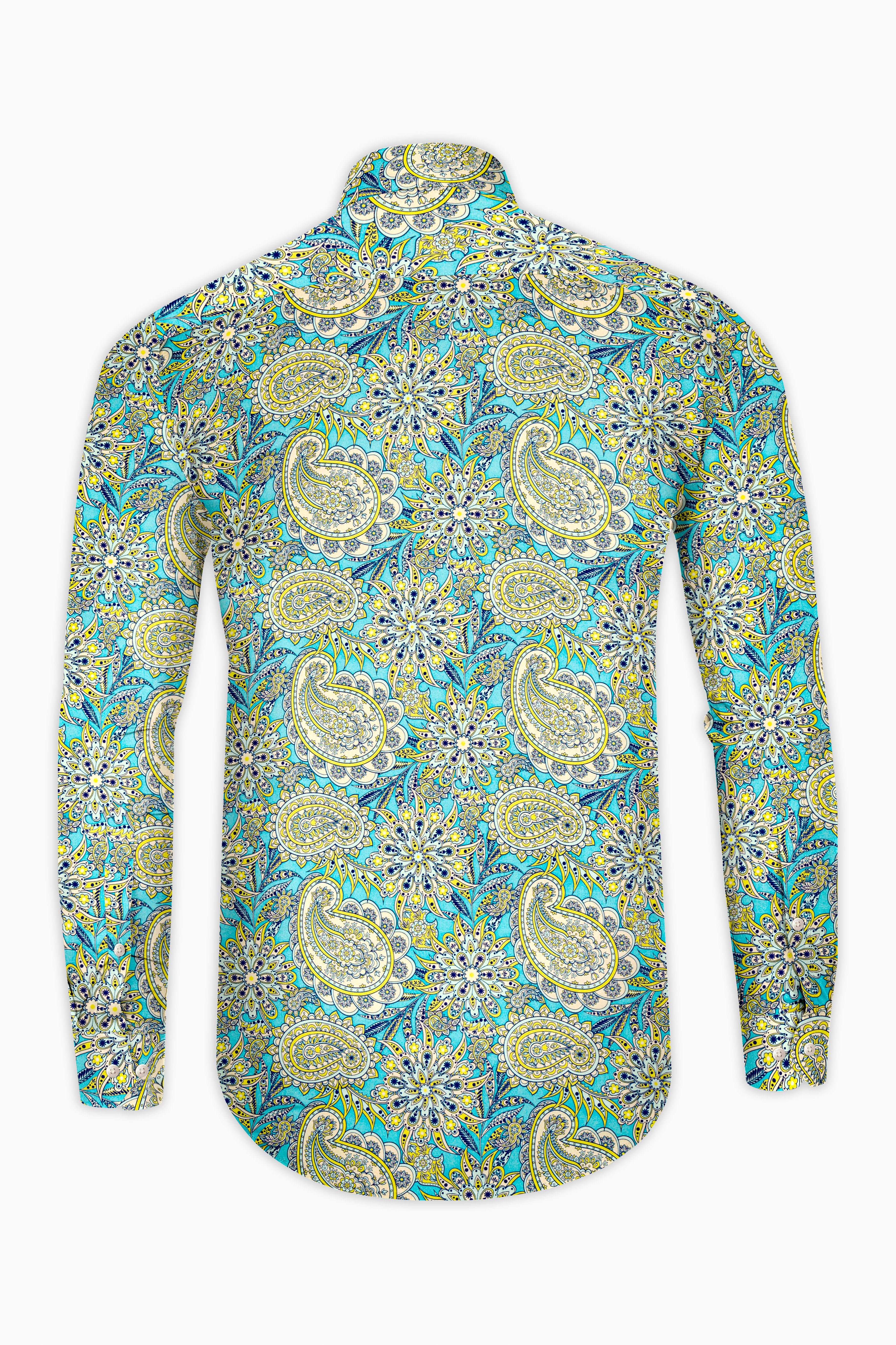 Mint Green with Tealish Blue Multicolor Printed Super Soft Premium Cotton Shirt 12866-38, 12866-H-38, 12866-39, 12866-H-39, 12866-40, 12866-H-40, 12866-42, 12866-H-42, 12866-44, 12866-H-44, 12866-46, 12866-H-46, 12866-48, 12866-H-48, 12866-50, 12866-H-50, 12866-52, 12866-H-52