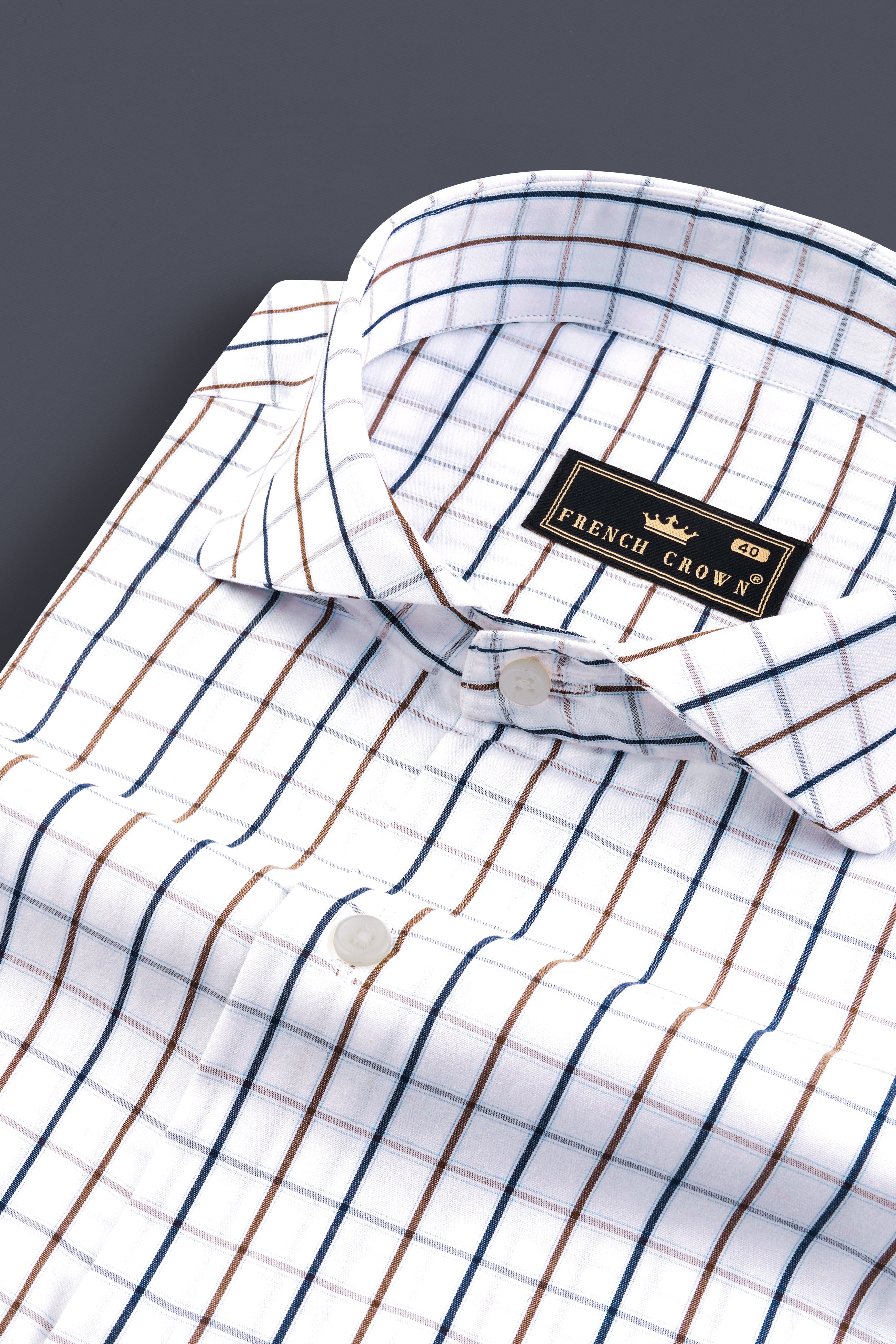 Bright White with Tealish Blue and Ironstone Brown Windowpane Giza Cotton Shirt 12868-CA-38, 12868-CA-H-38, 12868-CA-39, 12868-CA-H-39, 12868-CA-40, 12868-CA-H-40, 12868-CA-42, 12868-CA-H-42, 12868-CA-44, 12868-CA-H-44, 12868-CA-46, 12868-CA-H-46, 12868-CA-48, 12868-CA-H-48, 12868-CA-50, 12868-CA-H-50, 12868-CA-52, 12868-CA-H-52