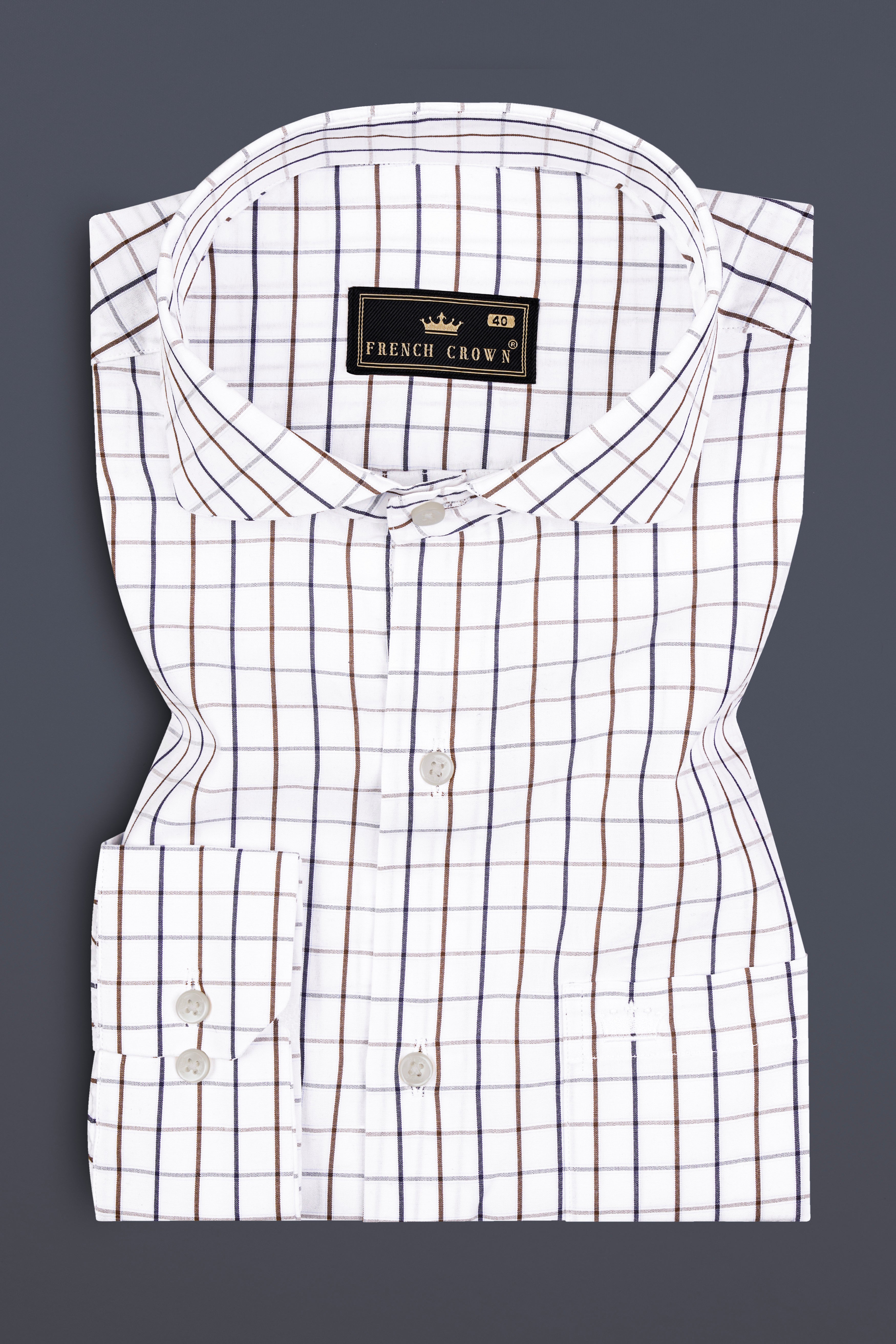 Bright White with Tealish Blue and Ironstone Brown Windowpane Giza Cotton Shirt 12868-CA-38, 12868-CA-H-38, 12868-CA-39, 12868-CA-H-39, 12868-CA-40, 12868-CA-H-40, 12868-CA-42, 12868-CA-H-42, 12868-CA-44, 12868-CA-H-44, 12868-CA-46, 12868-CA-H-46, 12868-CA-48, 12868-CA-H-48, 12868-CA-50, 12868-CA-H-50, 12868-CA-52, 12868-CA-H-52