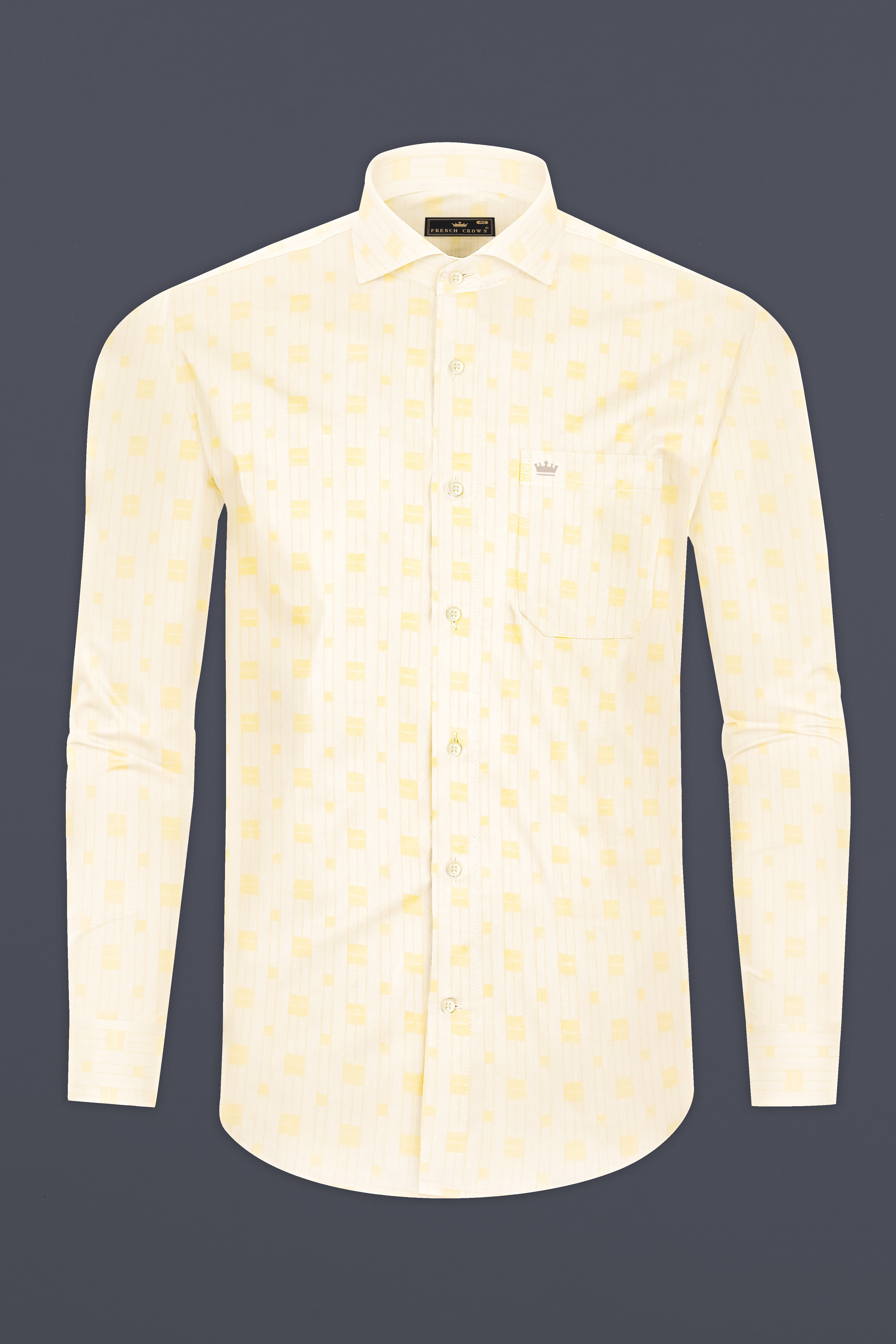 Pearl Bush Cream with Jacquard Yellow Square textured Premium Cotton Shirt 12877-CA-38, 12877-CA-H-38, 12877-CA-39, 12877-CA-H-39, 12877-CA-40, 12877-CA-H-40, 12877-CA-42, 12877-CA-H-42, 12877-CA-44, 12877-CA-H-44, 12877-CA-46, 12877-CA-H-46, 12877-CA-48, 12877-CA-H-48, 12877-CA-50, 12877-CA-H-50, 12877-CA-52, 12877-CA-H-52