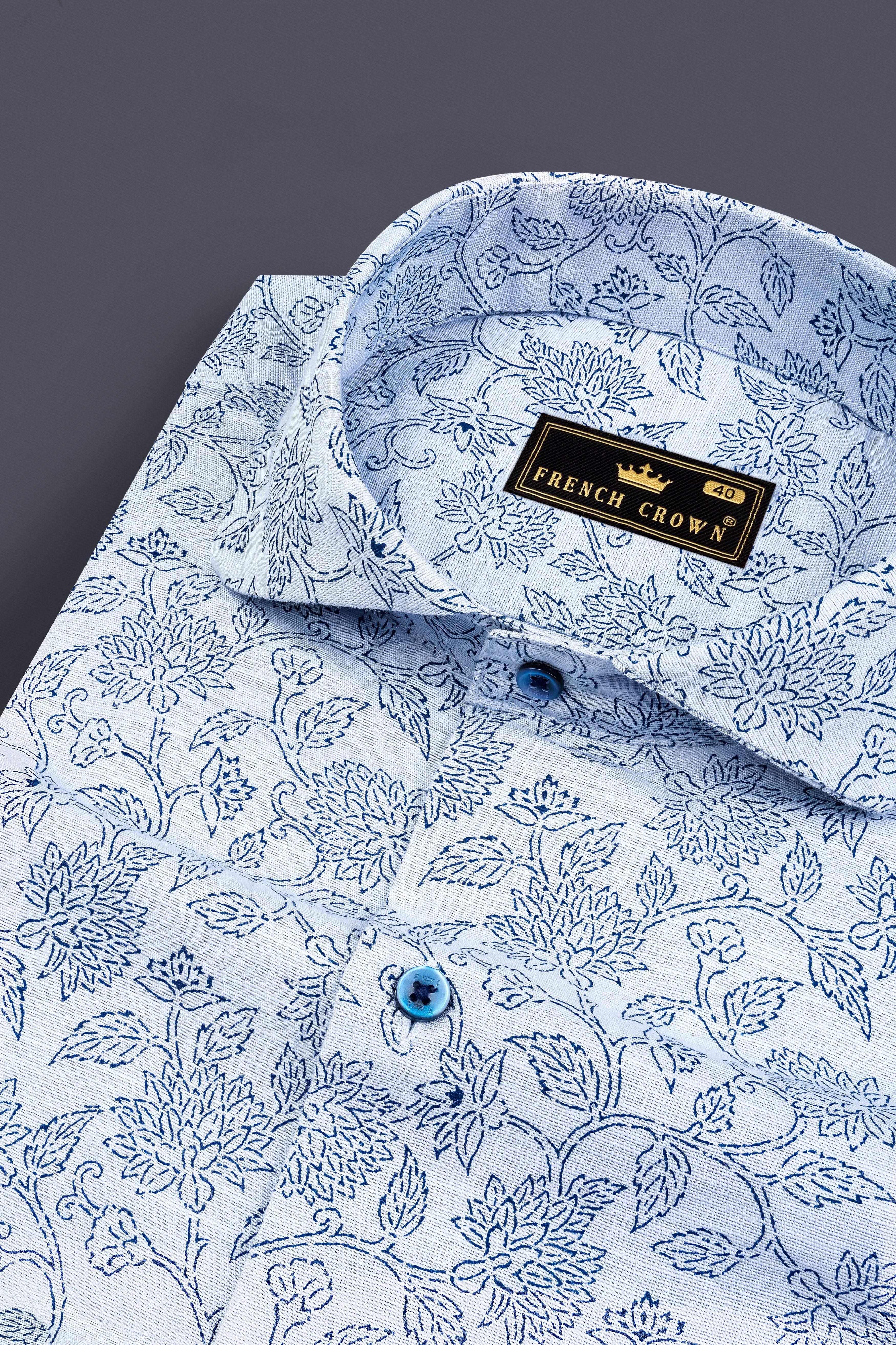 Link Water Blue with Madison Blue Leaves Printed Luxuries Linen Shirt 12878-CA-BLE-38, 12878-CA-BLE-H-38, 12878-CA-BLE-39, 12878-CA-BLE-H-39, 12878-CA-BLE-40, 12878-CA-BLE-H-40, 12878-CA-BLE-42, 12878-CA-BLE-H-42, 12878-CA-BLE-44, 12878-CA-BLE-H-44, 12878-CA-BLE-46, 12878-CA-BLE-H-46, 12878-CA-BLE-48, 12878-CA-BLE-H-48, 12878-CA-BLE-50, 12878-CA-BLE-H-50, 12878-CA-BLE-52, 12878-CA-BLE-H-52