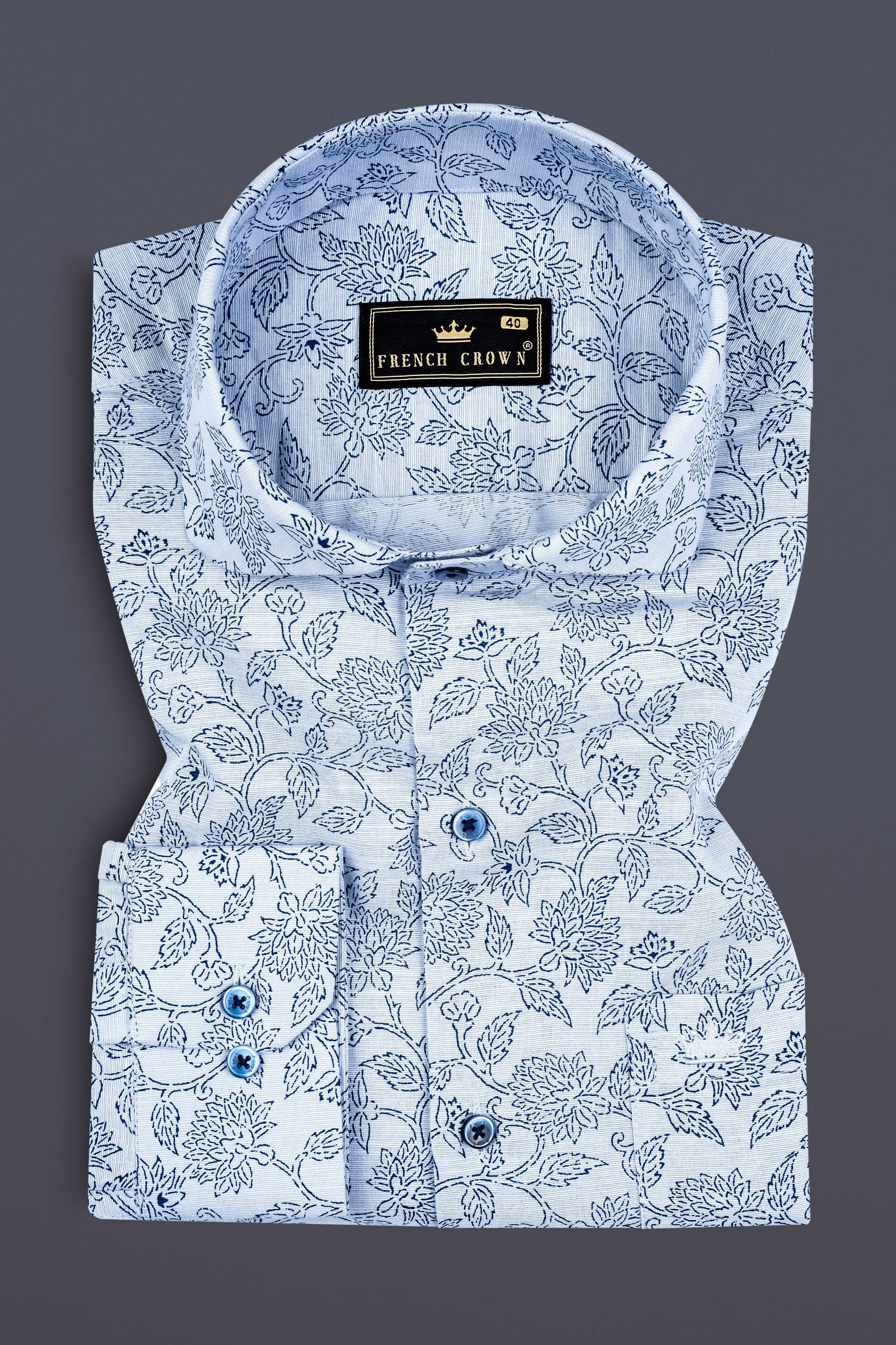 Link Water Blue with Madison Blue Leaves Printed Luxuries Linen Shirt 12878-CA-BLE-38, 12878-CA-BLE-H-38, 12878-CA-BLE-39, 12878-CA-BLE-H-39, 12878-CA-BLE-40, 12878-CA-BLE-H-40, 12878-CA-BLE-42, 12878-CA-BLE-H-42, 12878-CA-BLE-44, 12878-CA-BLE-H-44, 12878-CA-BLE-46, 12878-CA-BLE-H-46, 12878-CA-BLE-48, 12878-CA-BLE-H-48, 12878-CA-BLE-50, 12878-CA-BLE-H-50, 12878-CA-BLE-52, 12878-CA-BLE-H-52