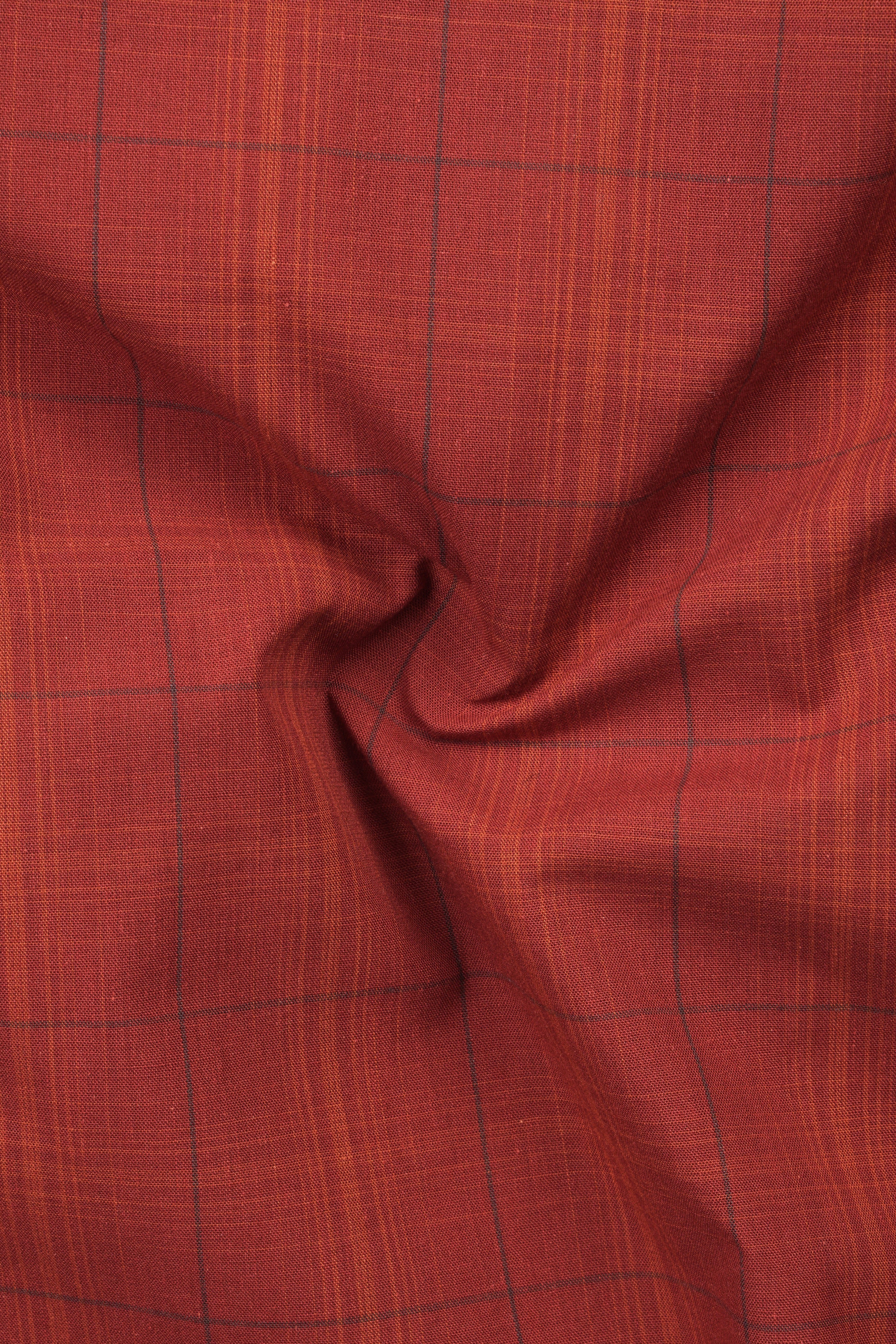 Burnt Orange Plaid Giza Cotton Shirt