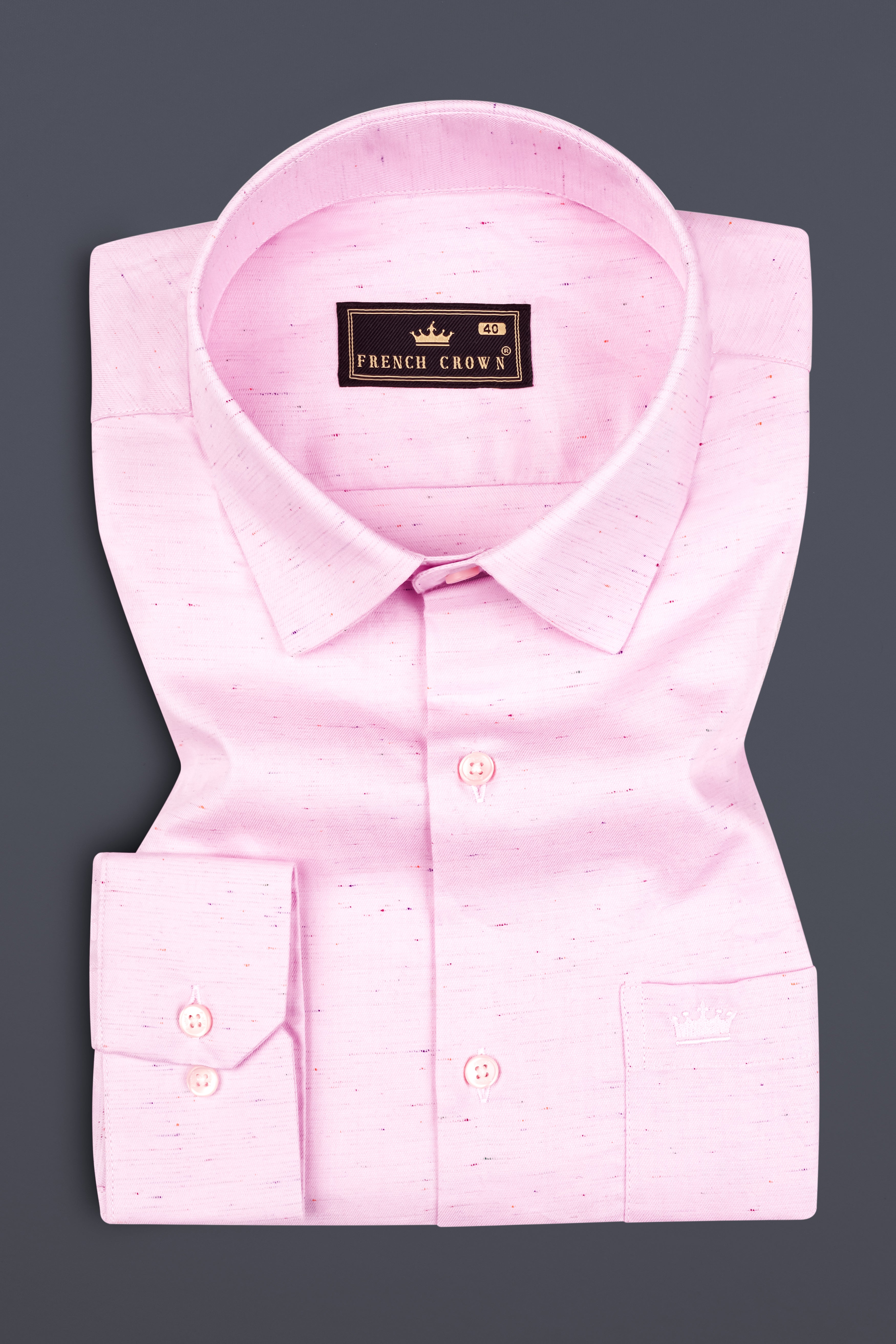 Carousel Pink Colorful Slubs Textured Chambray premium Cotton Shirt 12888-38, 12888-H-38, 12888-39, 12888-H-39, 12888-40, 12888-H-40, 12888-42, 12888-H-42, 12888-44, 12888-H-44, 12888-46, 12888-H-46, 12888-48, 12888-H-48, 12888-50, 12888-H-50, 12888-52, 12888-H-52