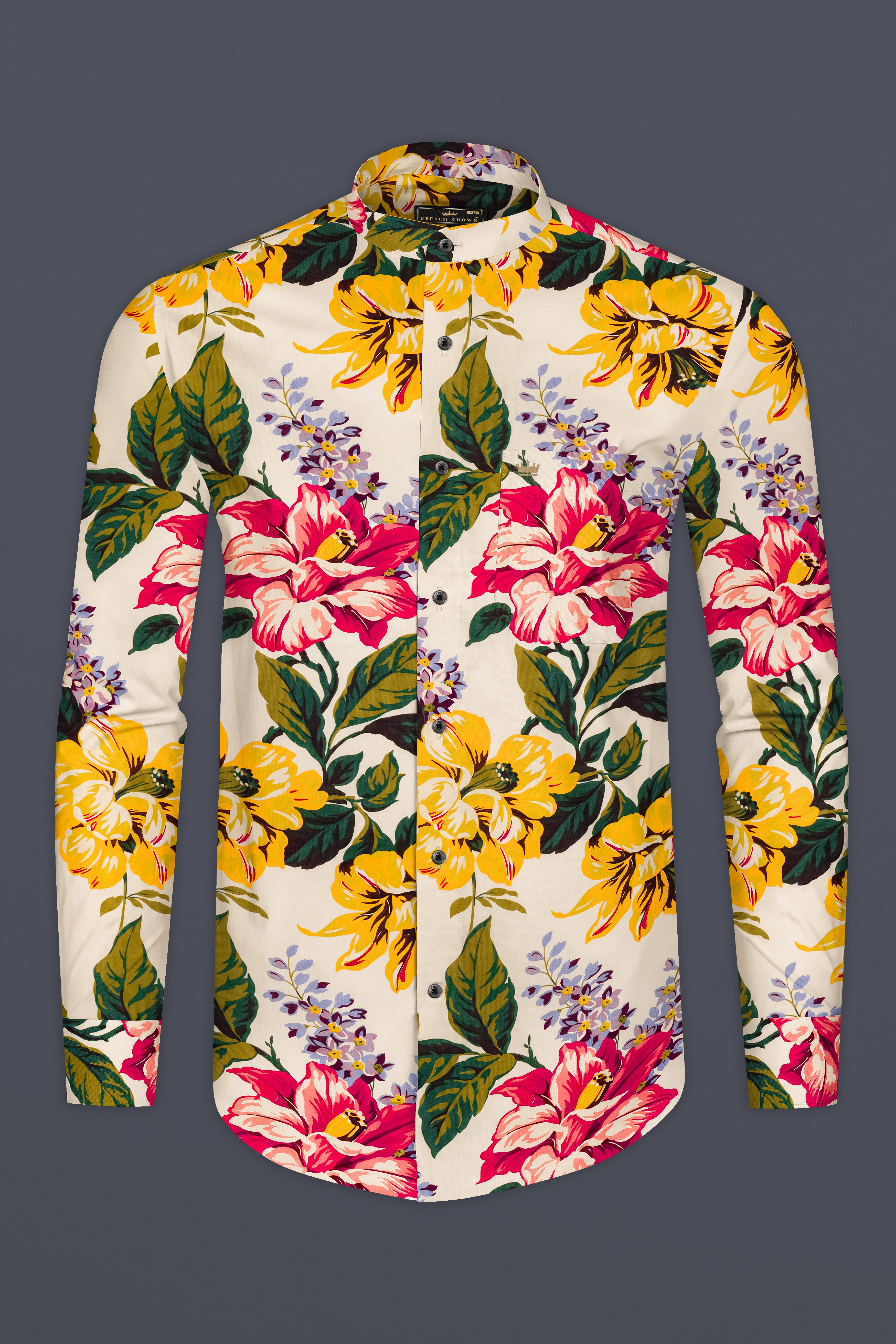 Pearl Bush Cream Multi Color Flower Printed Giza Cotton Shirt 12890-M-BLK-38, 12890-M-BLK-H-38, 12890-M-BLK-39, 12890-M-BLK-H-39, 12890-M-BLK-40, 12890-M-BLK-H-40, 12890-M-BLK-42, 12890-M-BLK-H-42, 12890-M-BLK-44, 12890-M-BLK-H-44, 12890-M-BLK-46, 12890-M-BLK-H-46, 12890-M-BLK-48, 12890-M-BLK-H-48, 12890-M-BLK-50, 12890-M-BLK-H-50, 12890-M-BLK-52, 12890-M-BLK-H-52