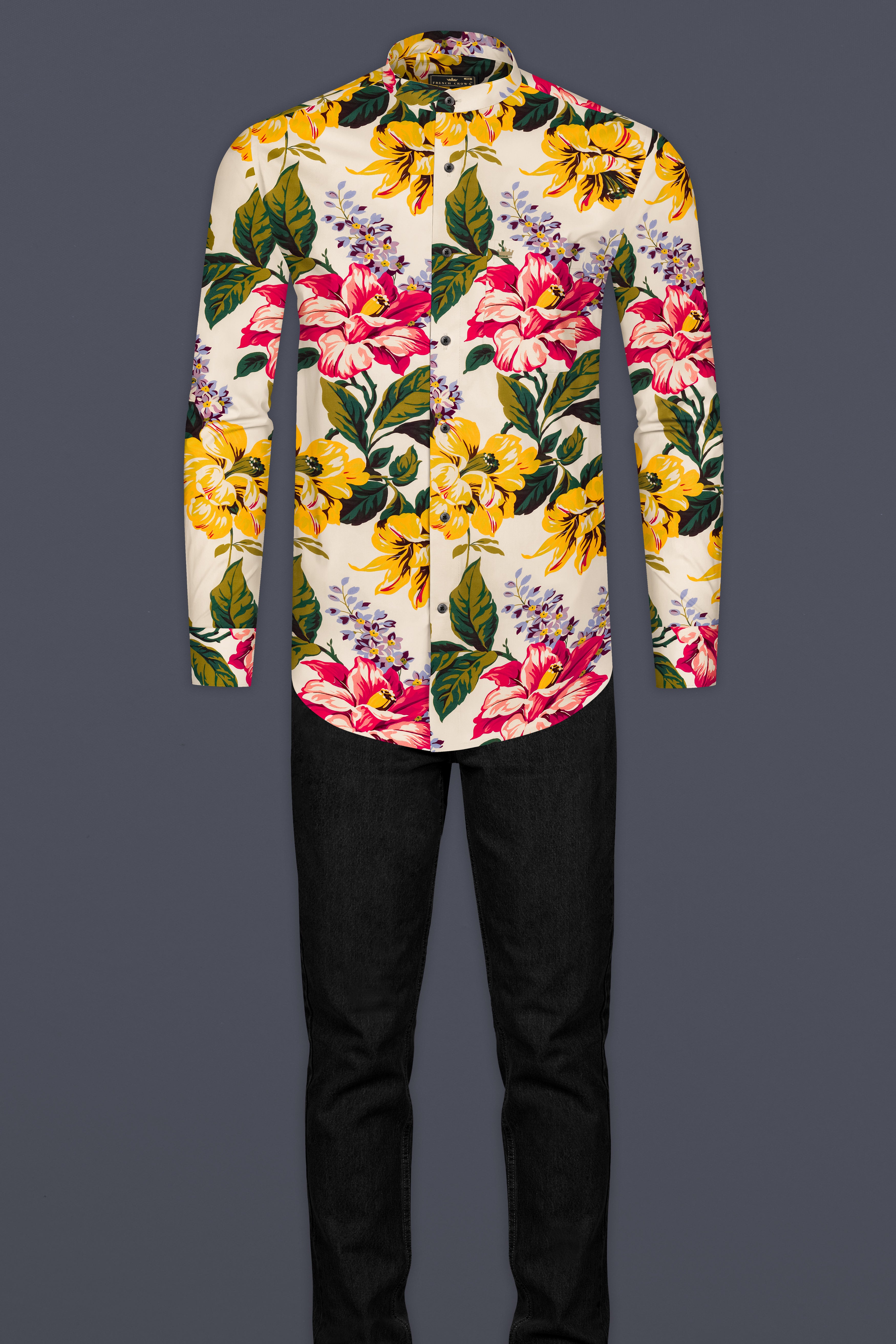 Pearl Bush Cream Multi Color Flower Printed Giza Cotton Shirt 12890-M-BLK-38, 12890-M-BLK-H-38, 12890-M-BLK-39, 12890-M-BLK-H-39, 12890-M-BLK-40, 12890-M-BLK-H-40, 12890-M-BLK-42, 12890-M-BLK-H-42, 12890-M-BLK-44, 12890-M-BLK-H-44, 12890-M-BLK-46, 12890-M-BLK-H-46, 12890-M-BLK-48, 12890-M-BLK-H-48, 12890-M-BLK-50, 12890-M-BLK-H-50, 12890-M-BLK-52, 12890-M-BLK-H-52